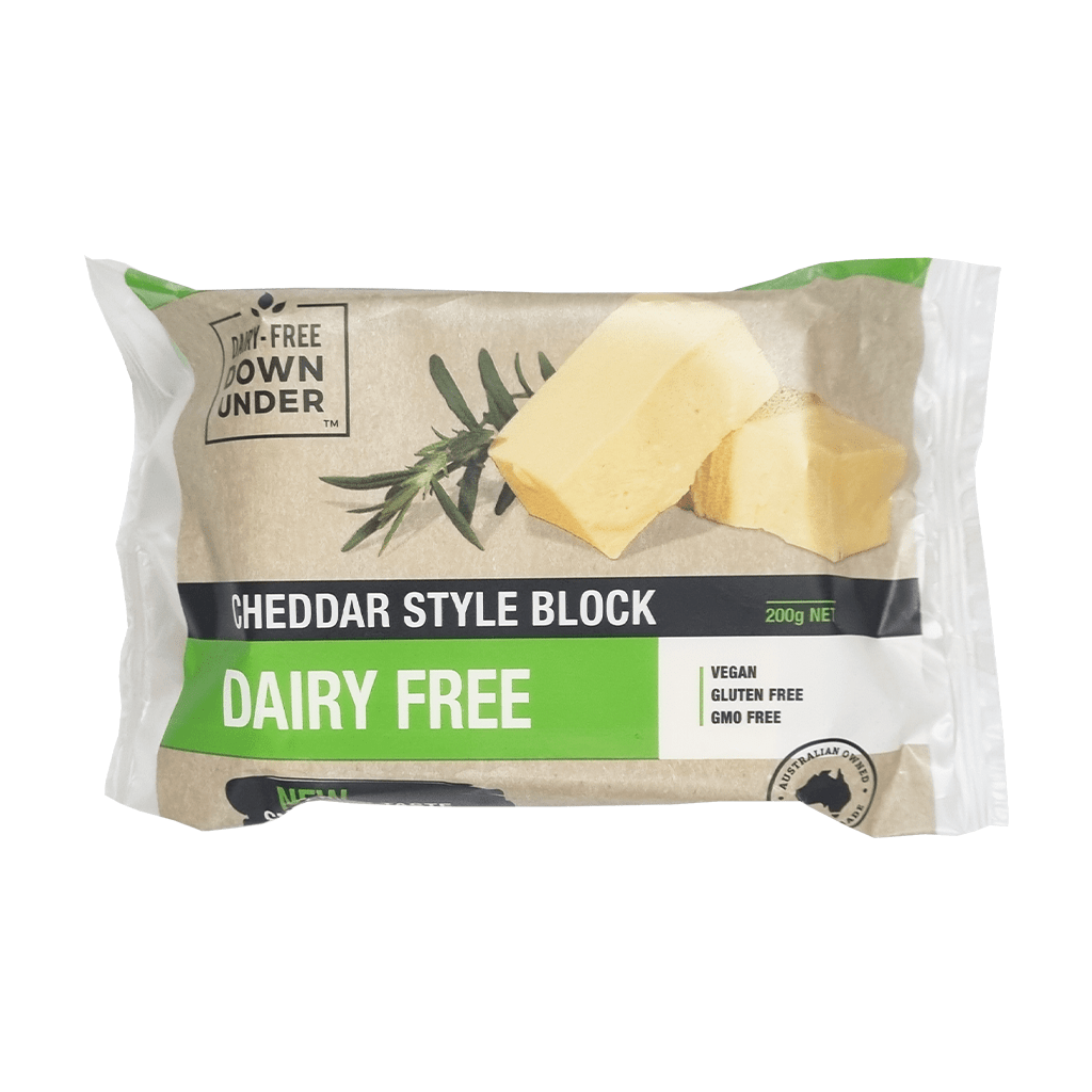 Vegan Cheddar Style Cheese Block Dairy Free Down Under
