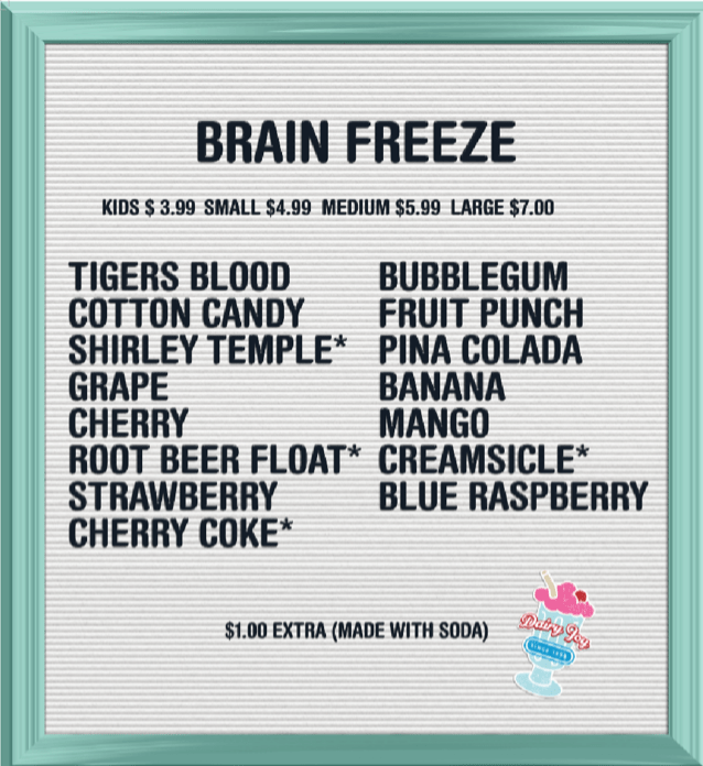 Tampa & Seminole's Ice Cream Menu Dairy Joy