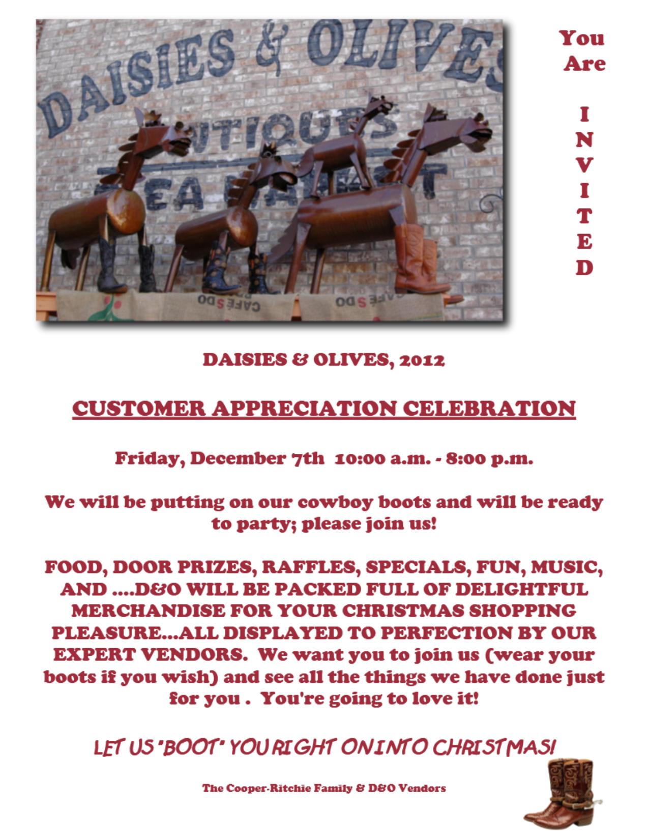 You are invited to our Customer Appreciation Celebration! Daisies and
