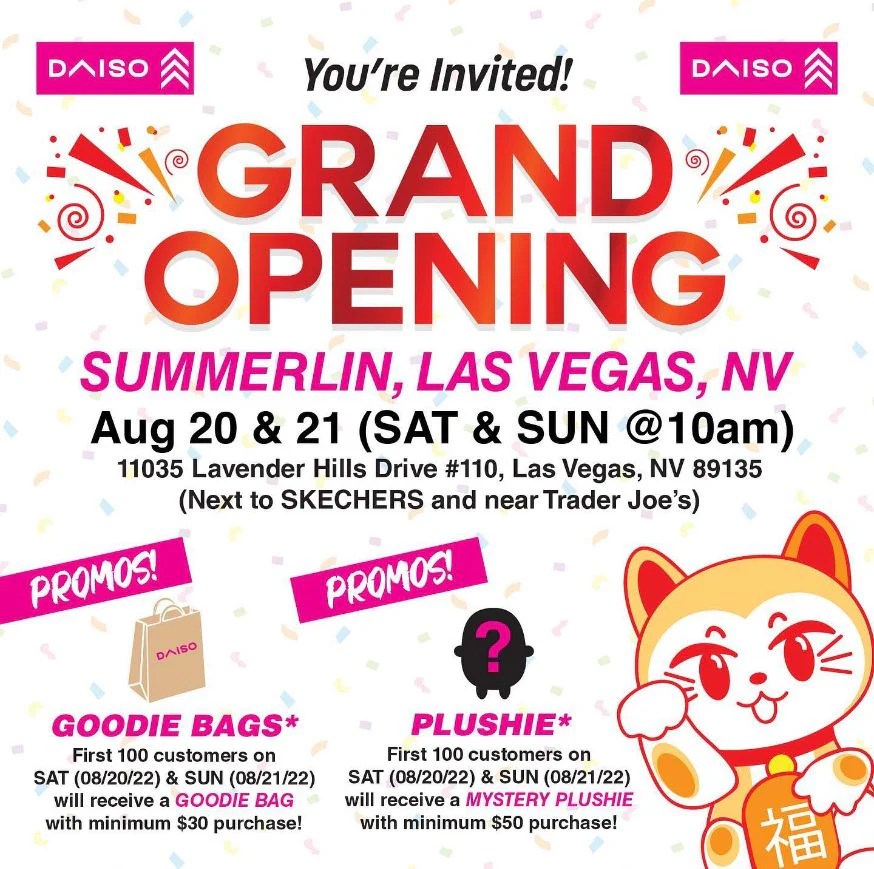 New Daiso Opening in Summerlin Nevada! DAISO