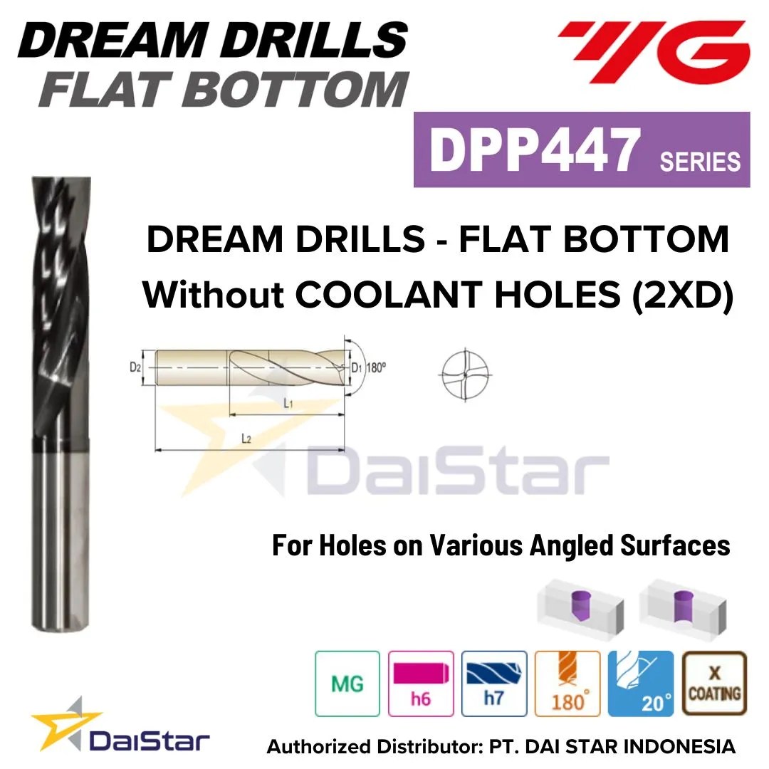 DPP447 Series Carbide Dream Drills Flat Bottom YG1