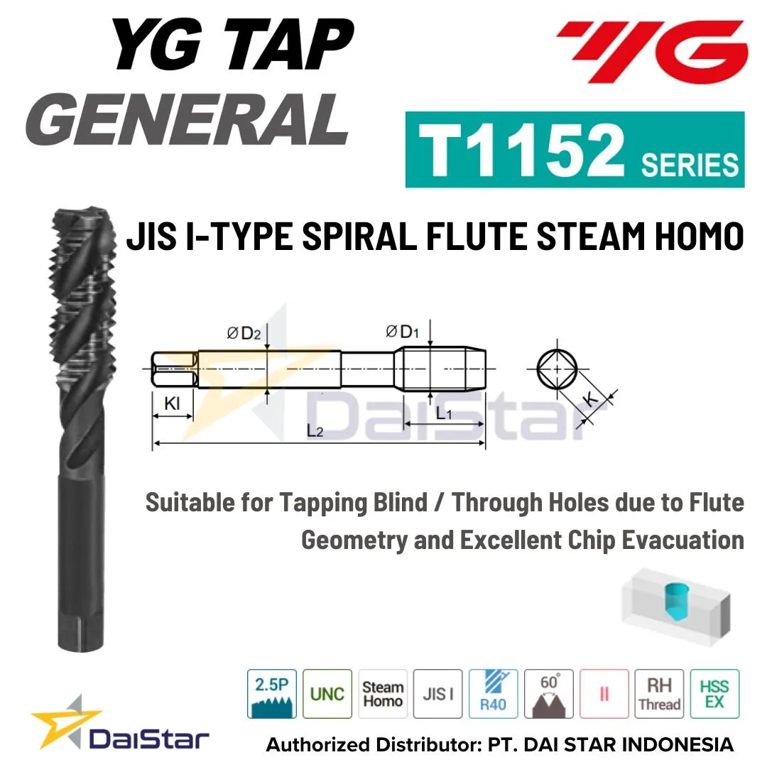 T1152 Series ISP Spiral Flutes Tap for General Purpose YG1