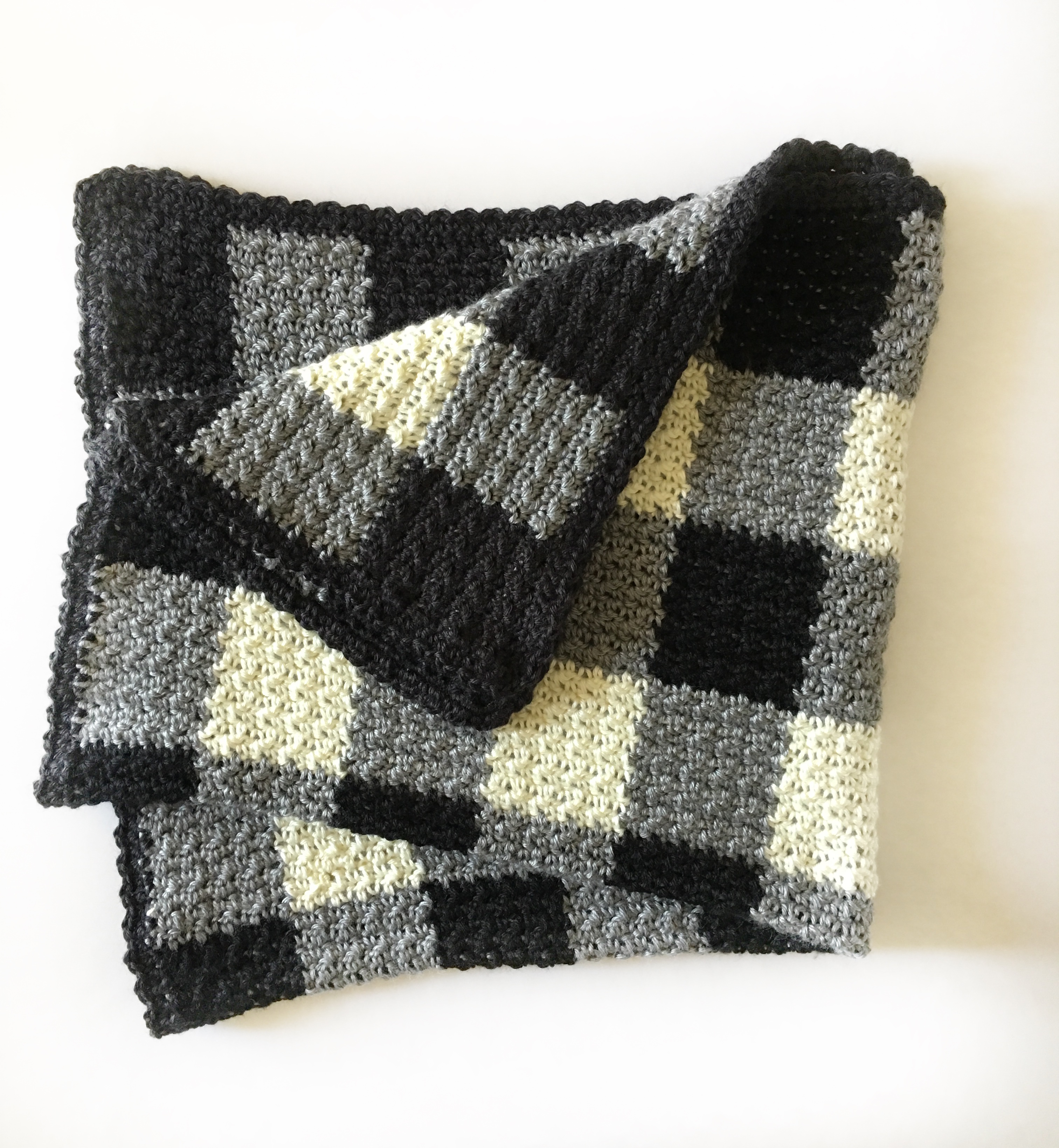 Crochet Griddle Stitch Black Gingham Blanket Daisy Farm Crafts