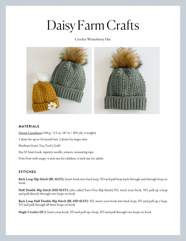 Crochet Winterberry Hat Daisy Farm Crafts