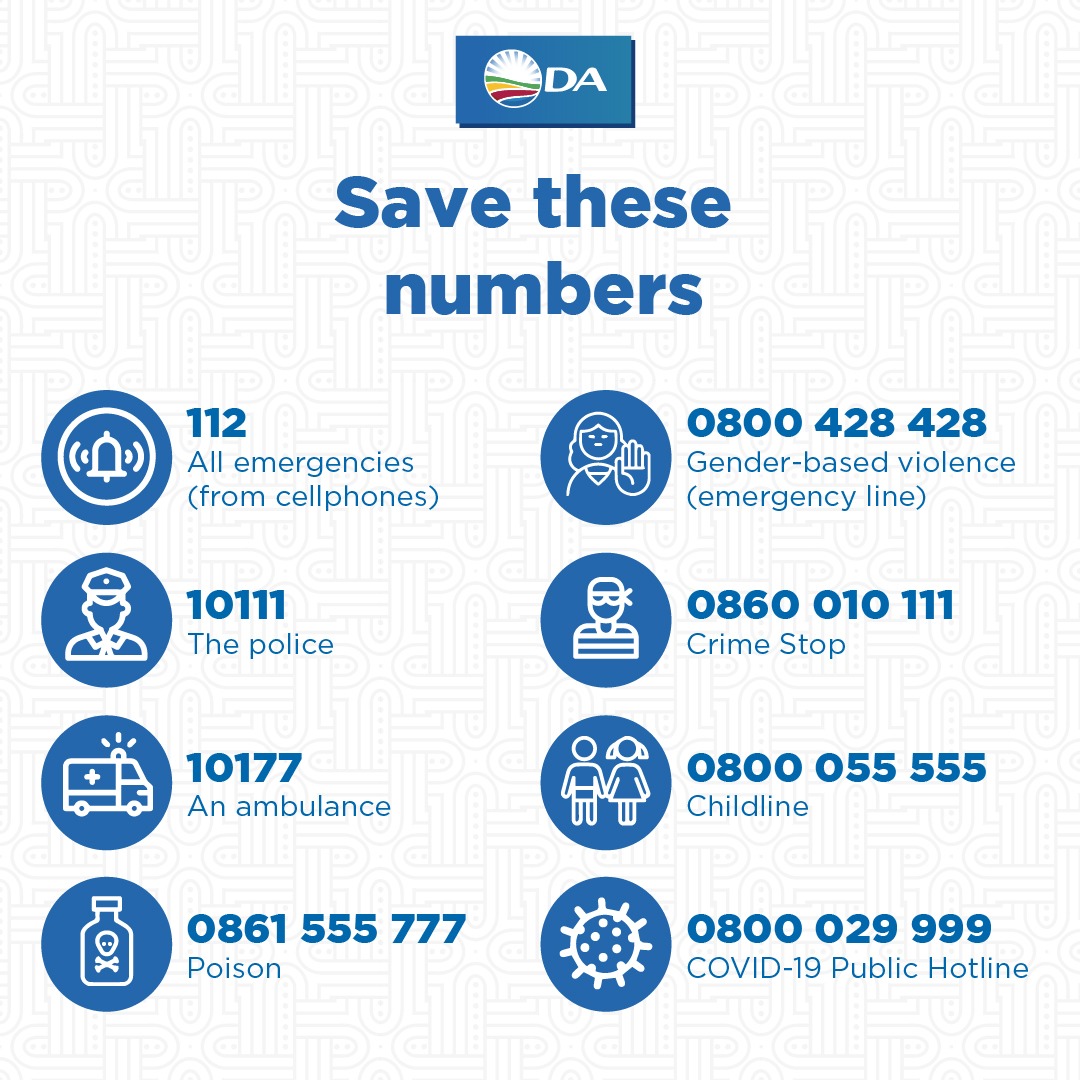 Emergency Numbers DA Joburg South