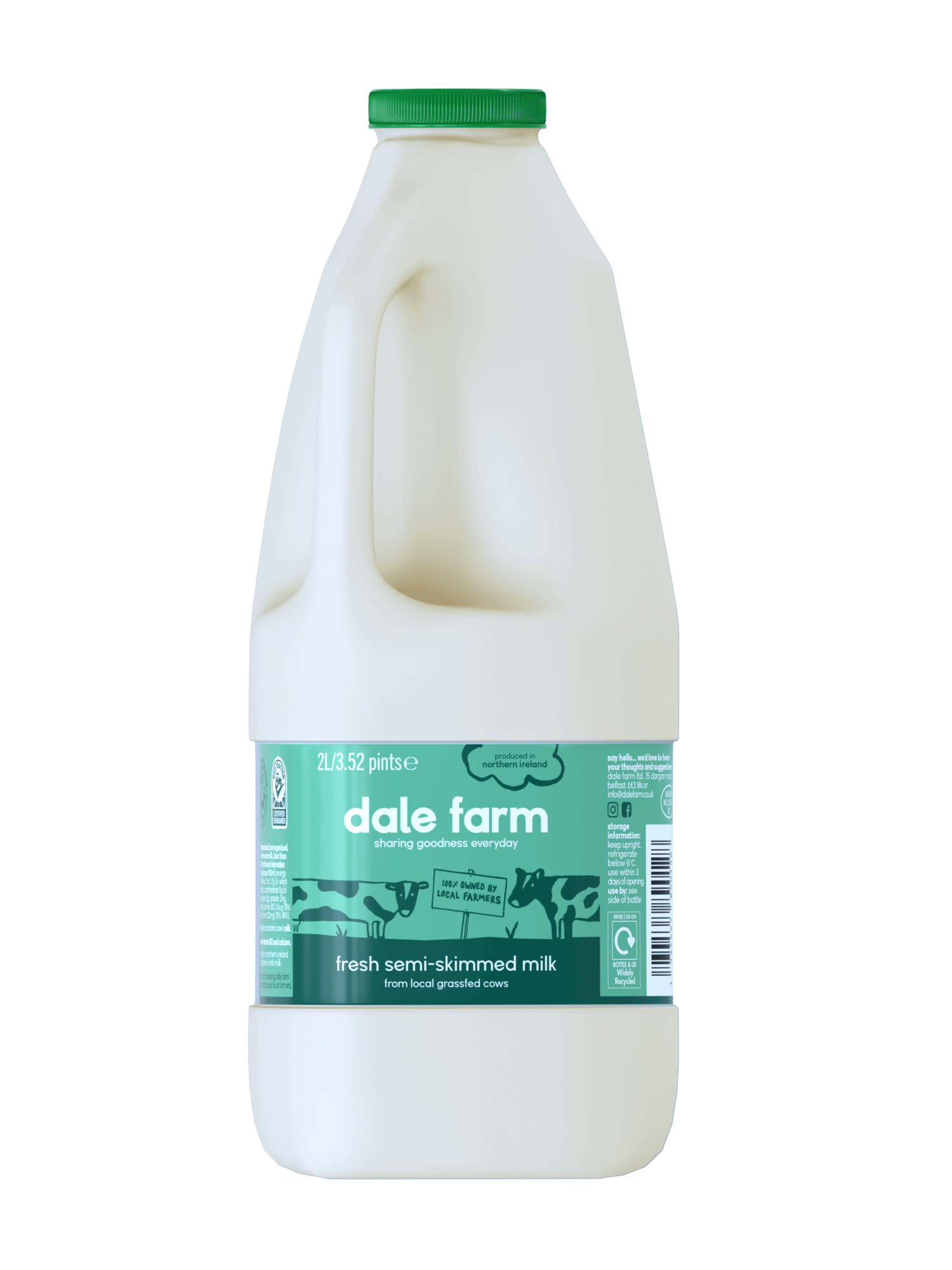 Fresh Pasteurised SemiSkimmed Milk 2 Litre dale farm