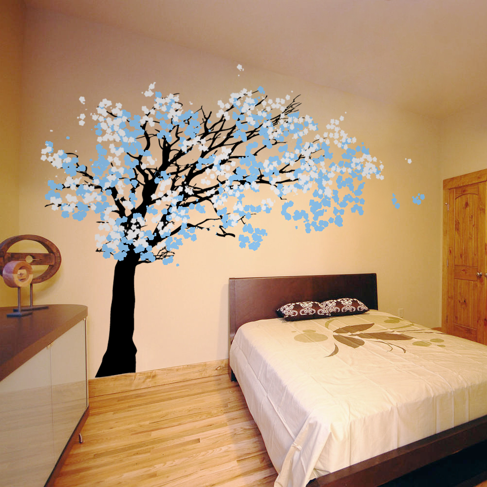 Cherry Blossom Tree Blowing in the Wind Wall Decal Sticker Graphic