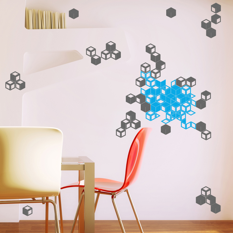 Colorful Geometric Cubes Printed Wall Decals Stickers Graphics