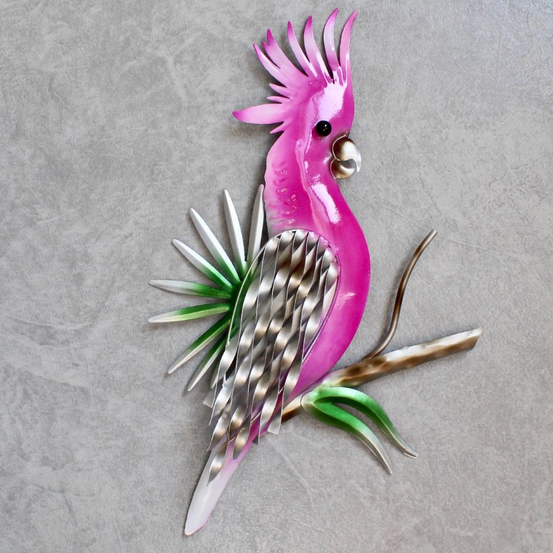 Pink Cockatoo Parrot Metal Wall Art Decor Dalisay