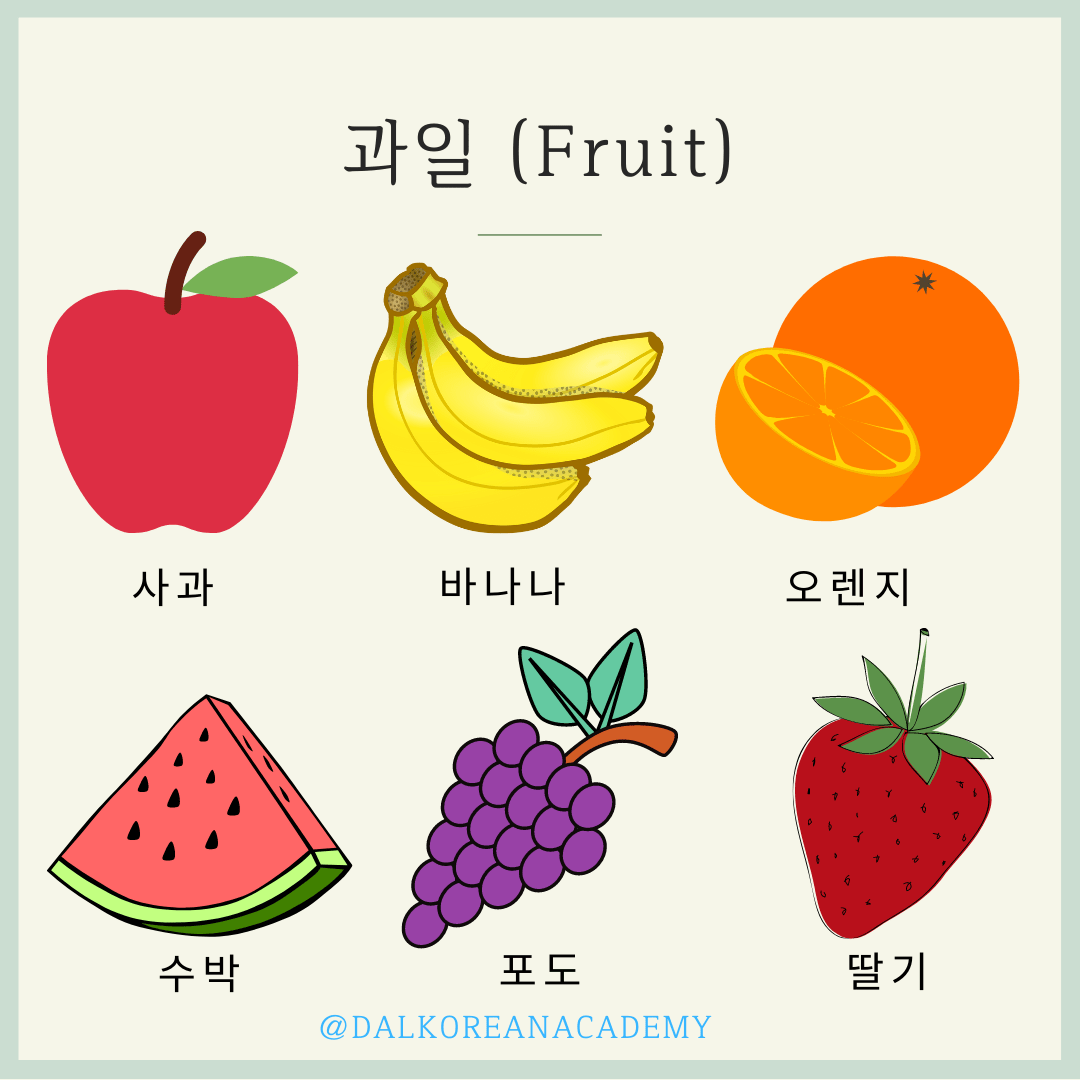 Vocabulary in Korean Fruit Learn Korean DalKorean Academy