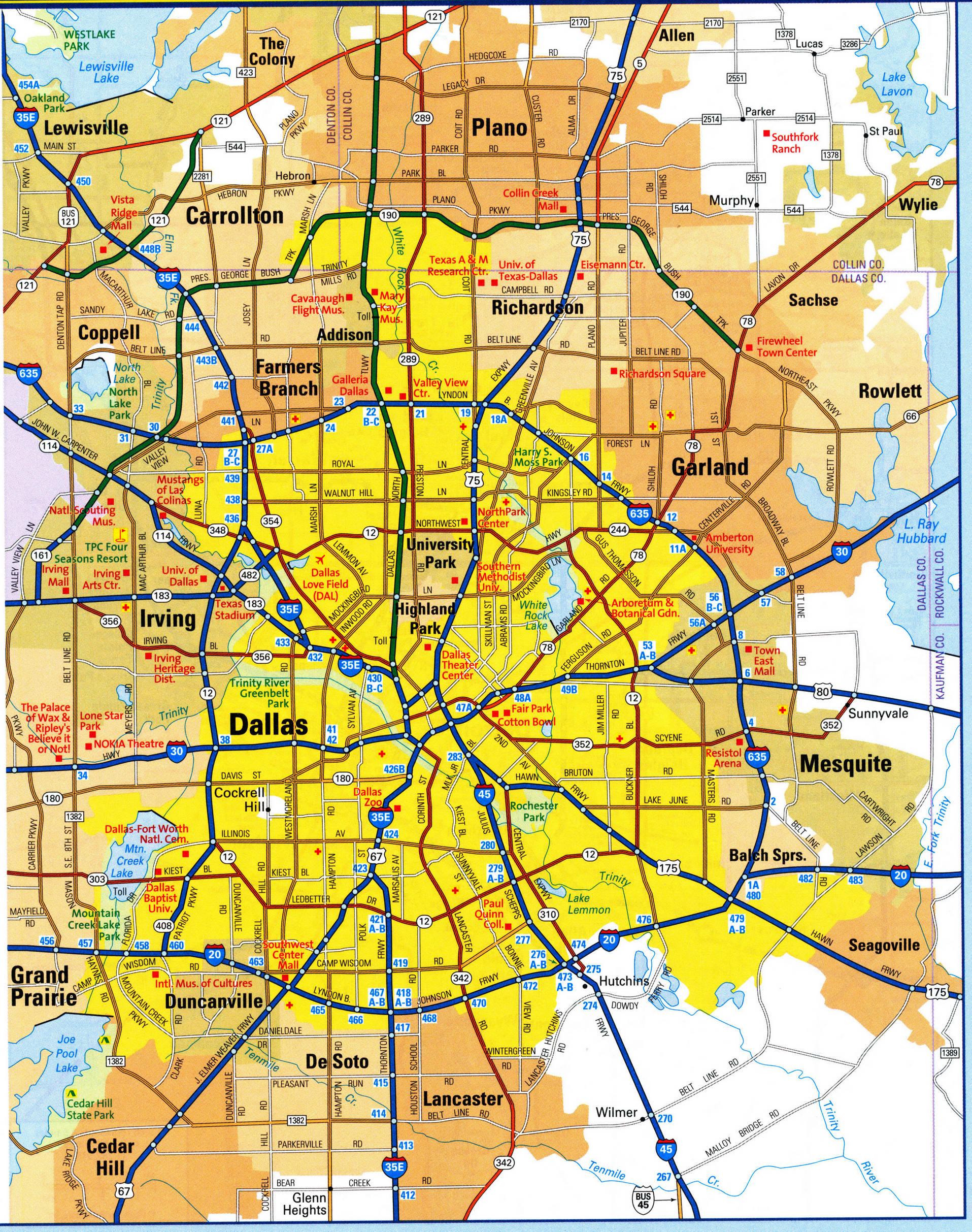 Map of Dallas offline map and detailed map of Dallas city
