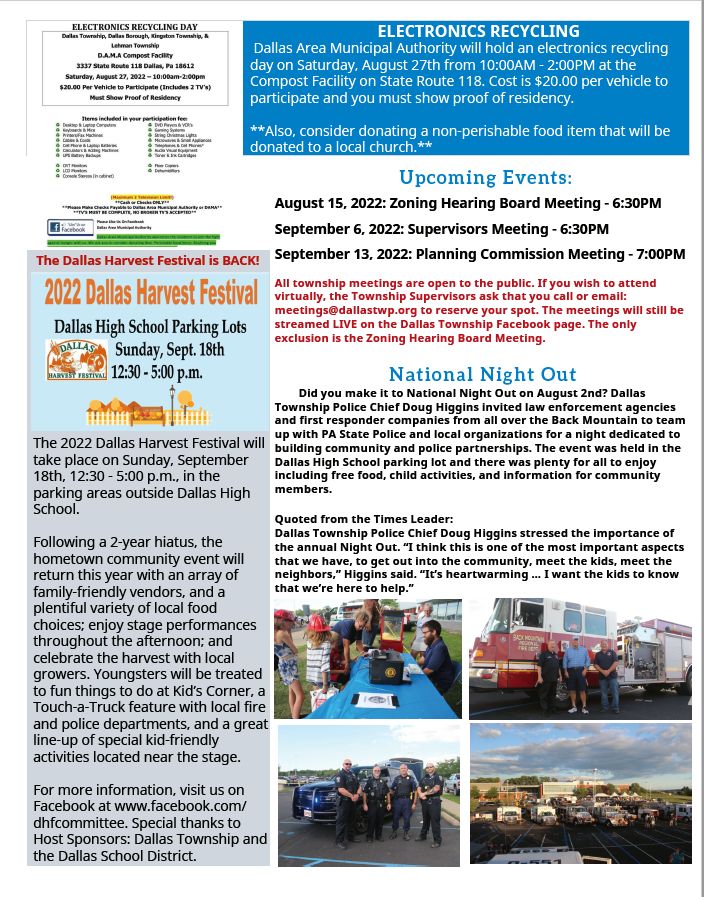 Newsletters 2022 Dallas Township