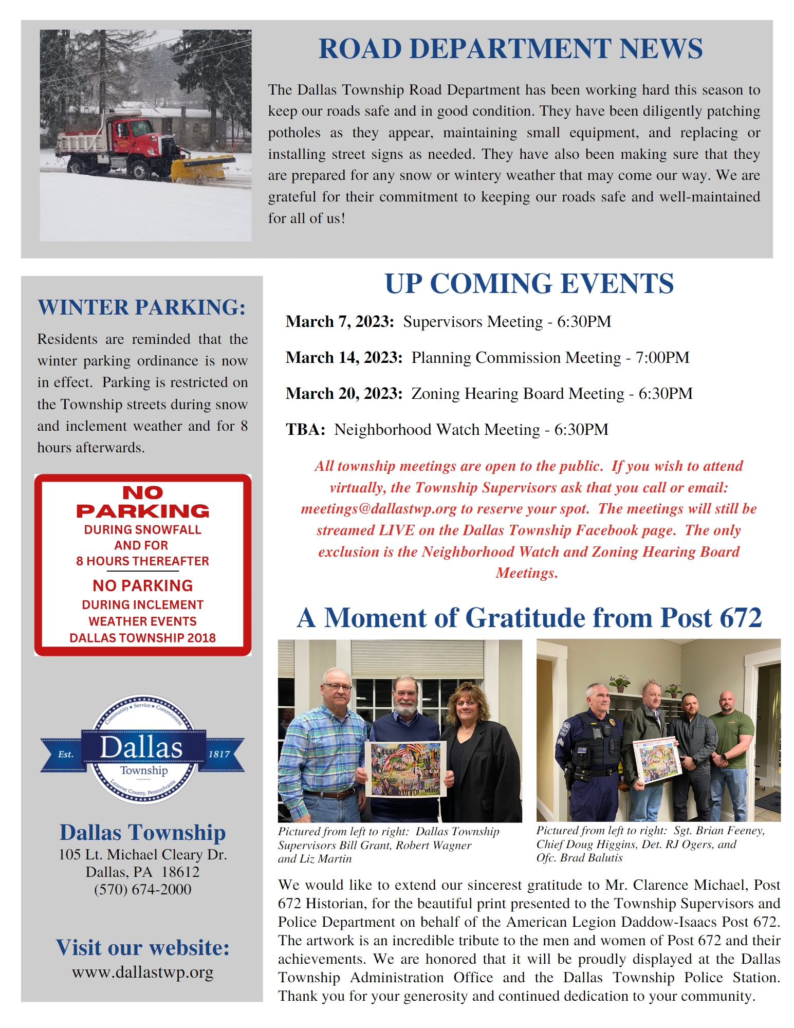 Newsletters 2023 Dallas Township