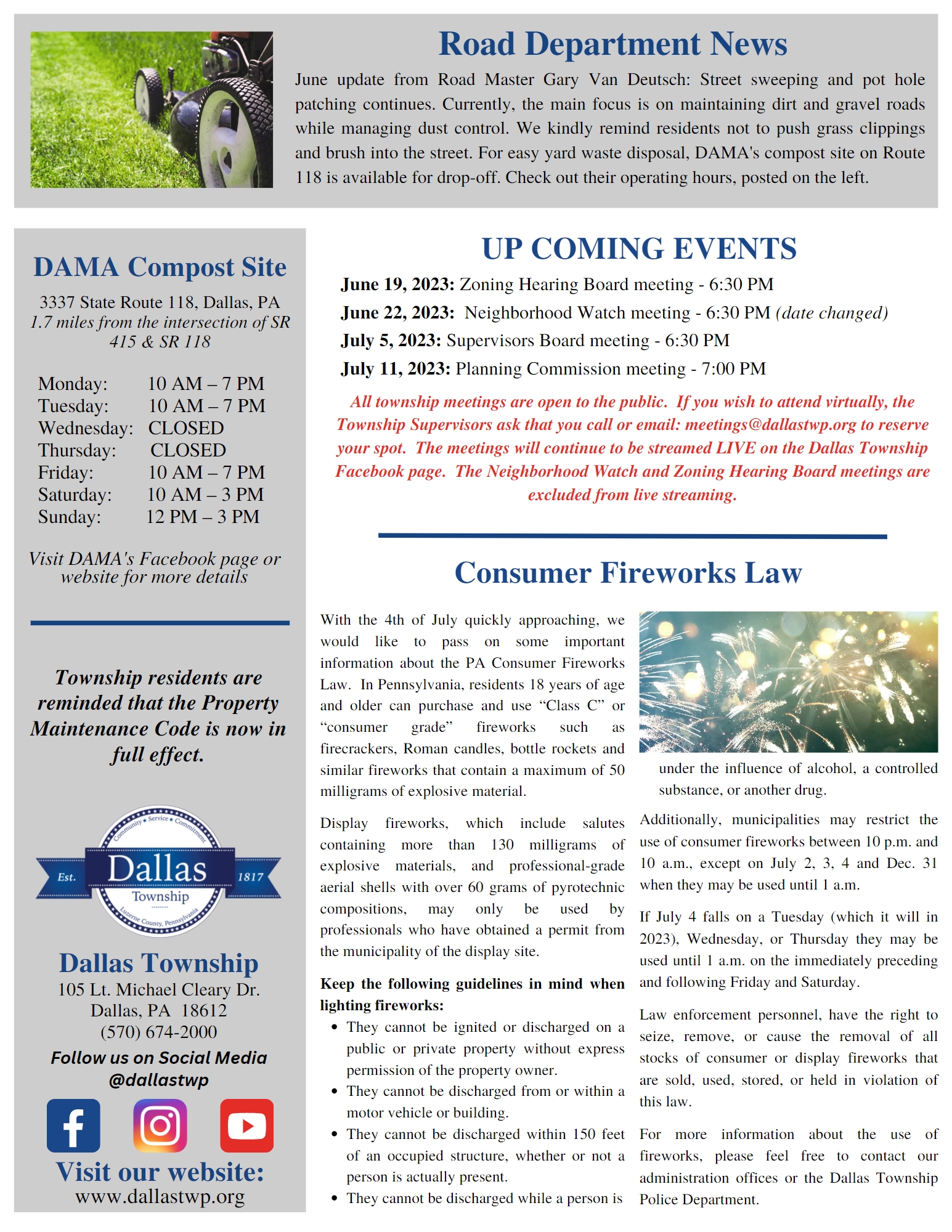 Newsletters 2023 Dallas Township