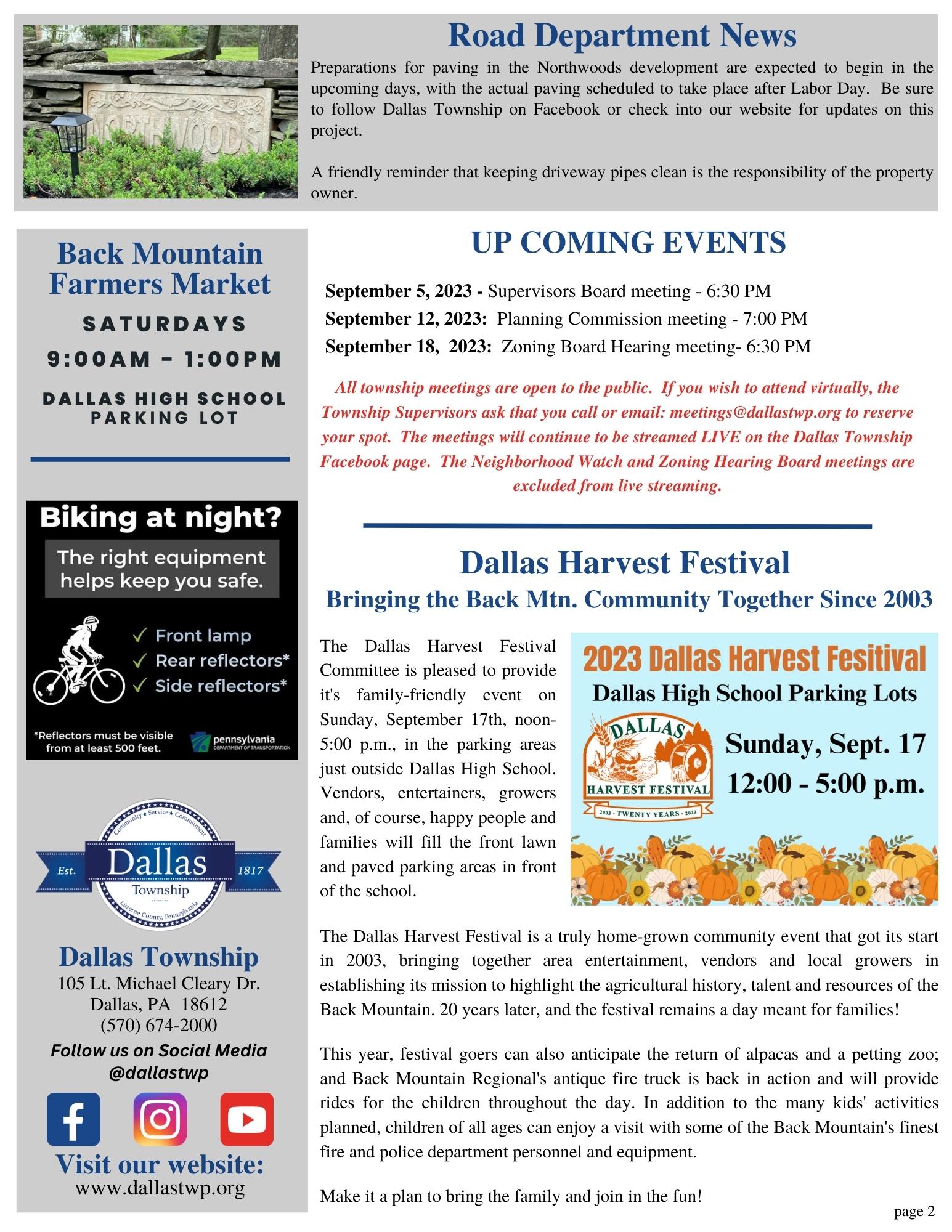 Newsletters 2023 Dallas Township