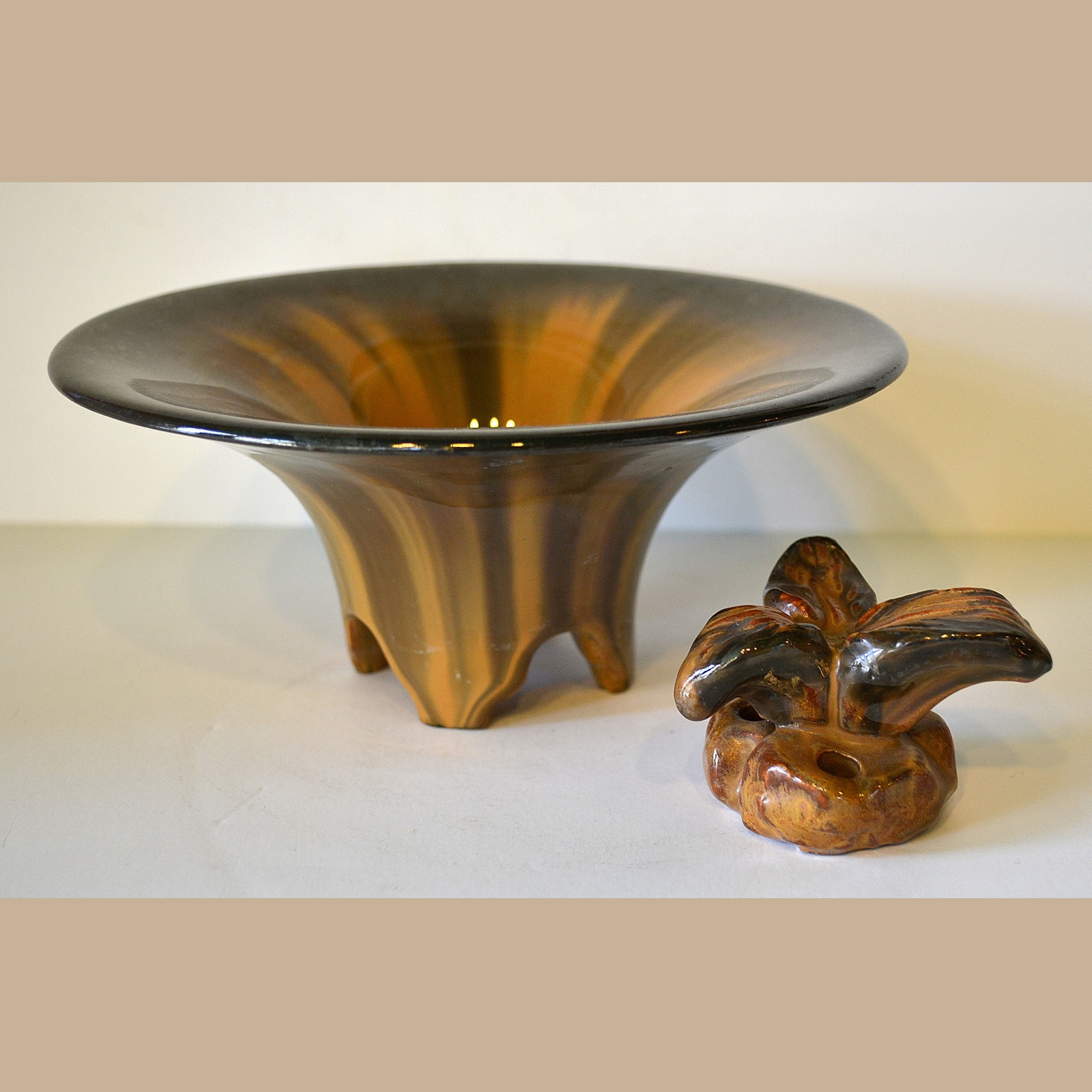 Fulper Pottery Bowl & Flower Frog Dalton's American Decorative Arts