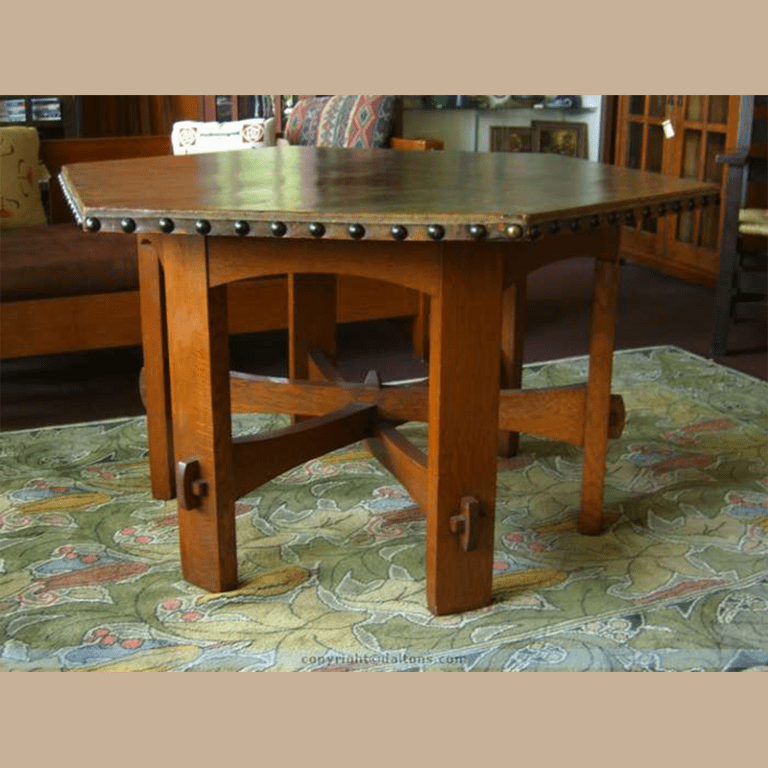 Gustav Stickley Leather Top Table Dalton's American Decorative Arts