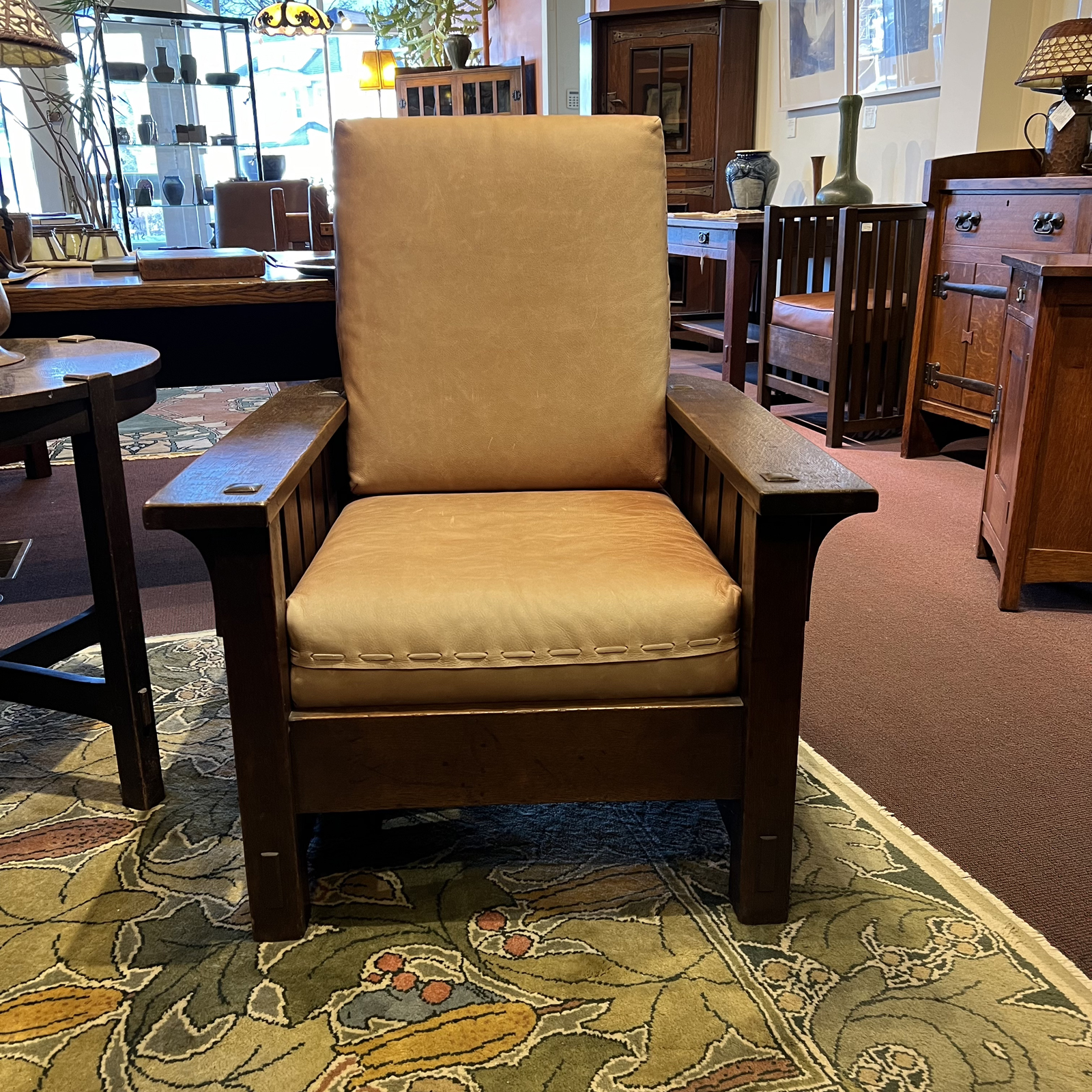 Gustav Stickley 332 Morris Chair, Woven Cushions Dalton's American