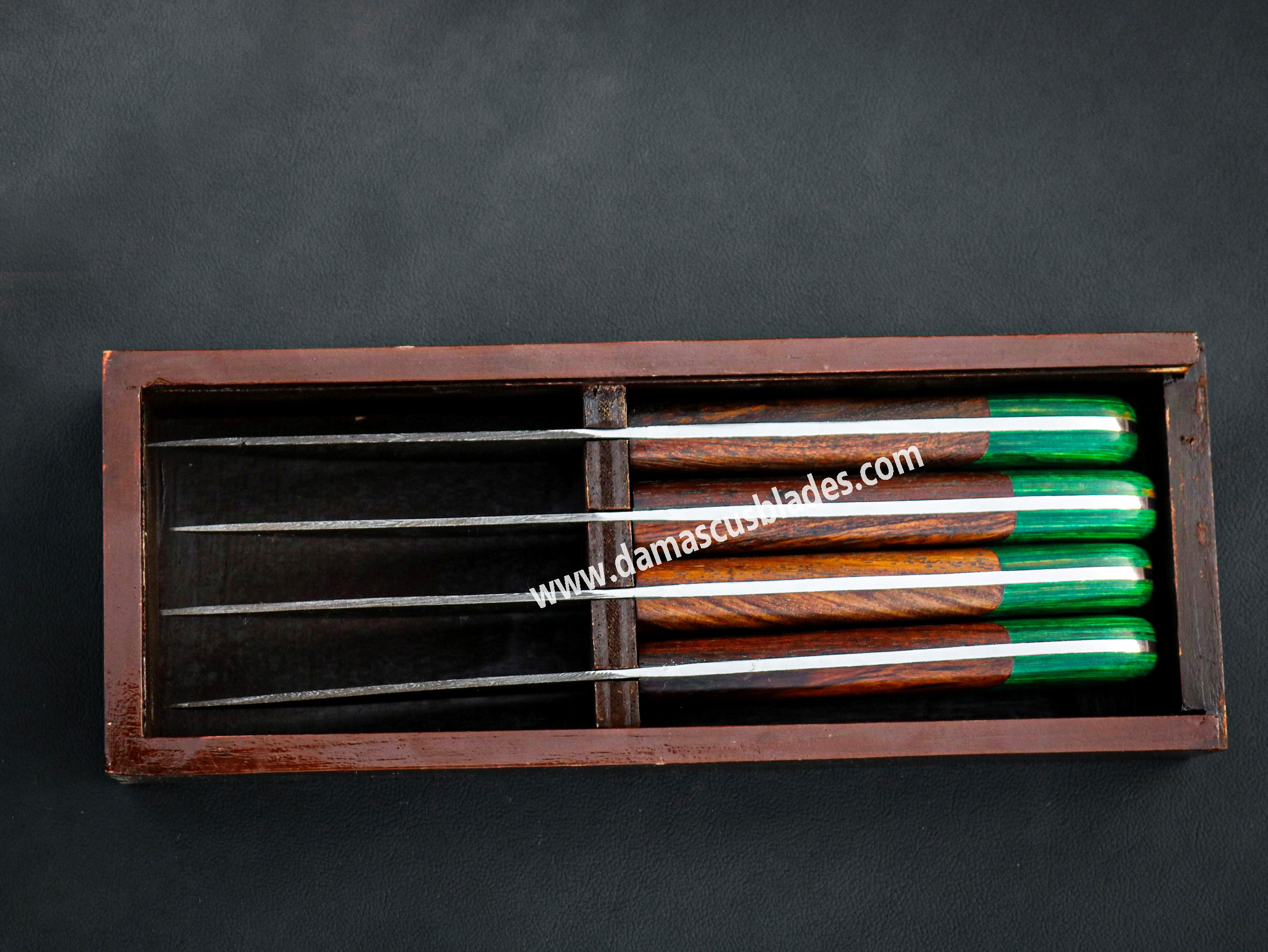 Best Damascus Steak Knife Set With Wood Box Damascus Blades