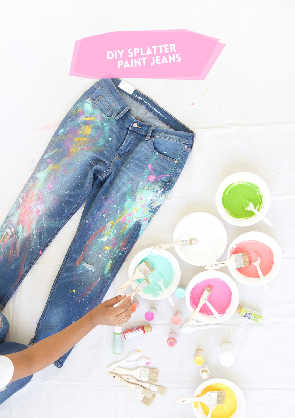 DIY Splatter Paint Jeans Damask Love