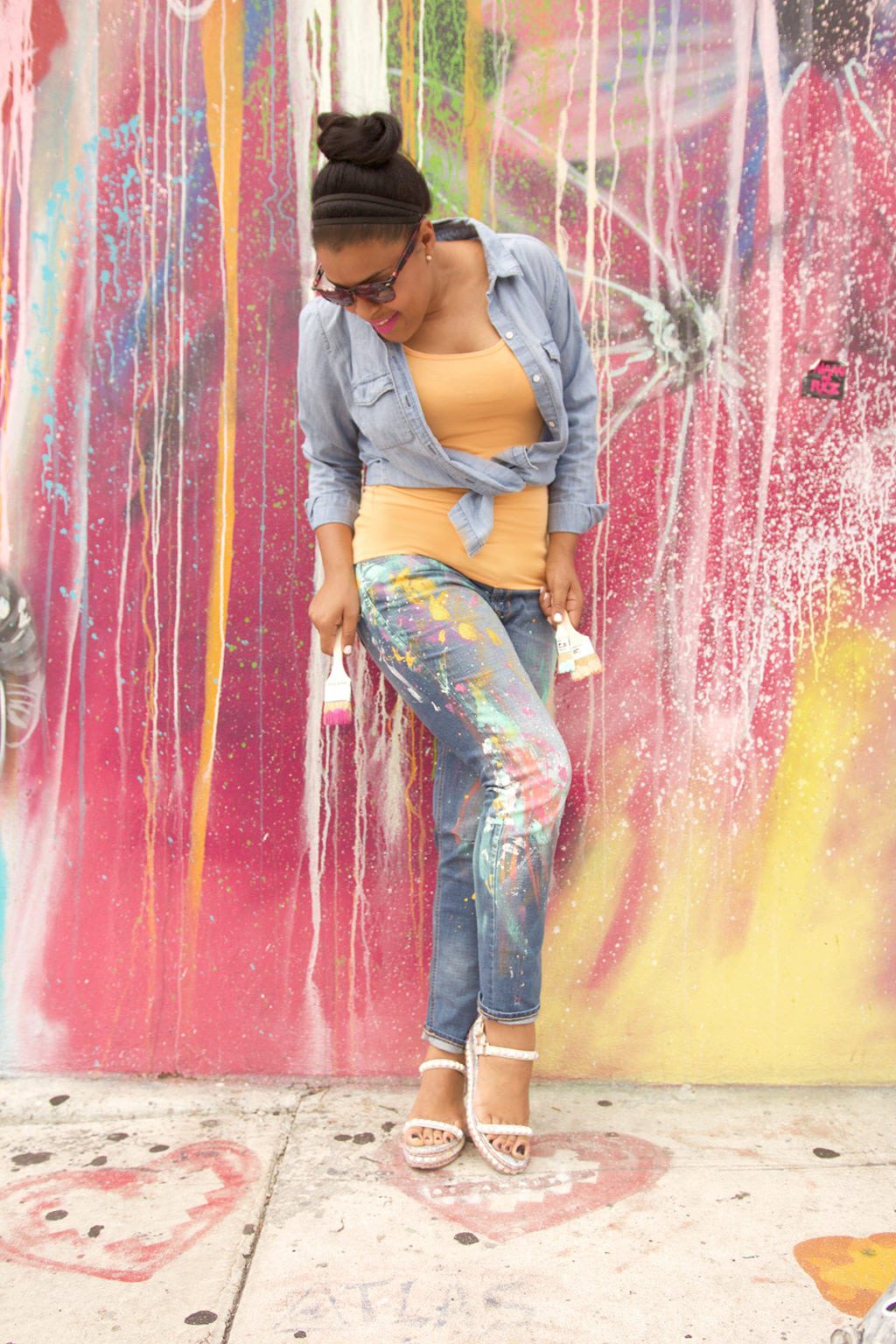 DIY Splatter Paint Jeans damask love Damask Love