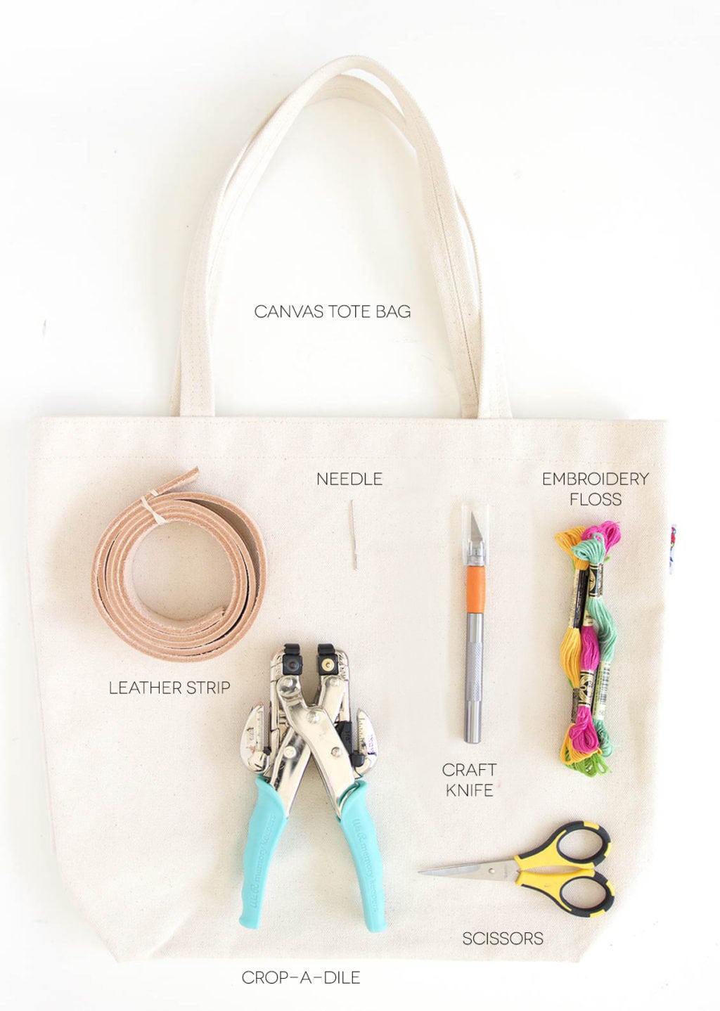 DIY Leather Strap Canvas Tote Damask Love