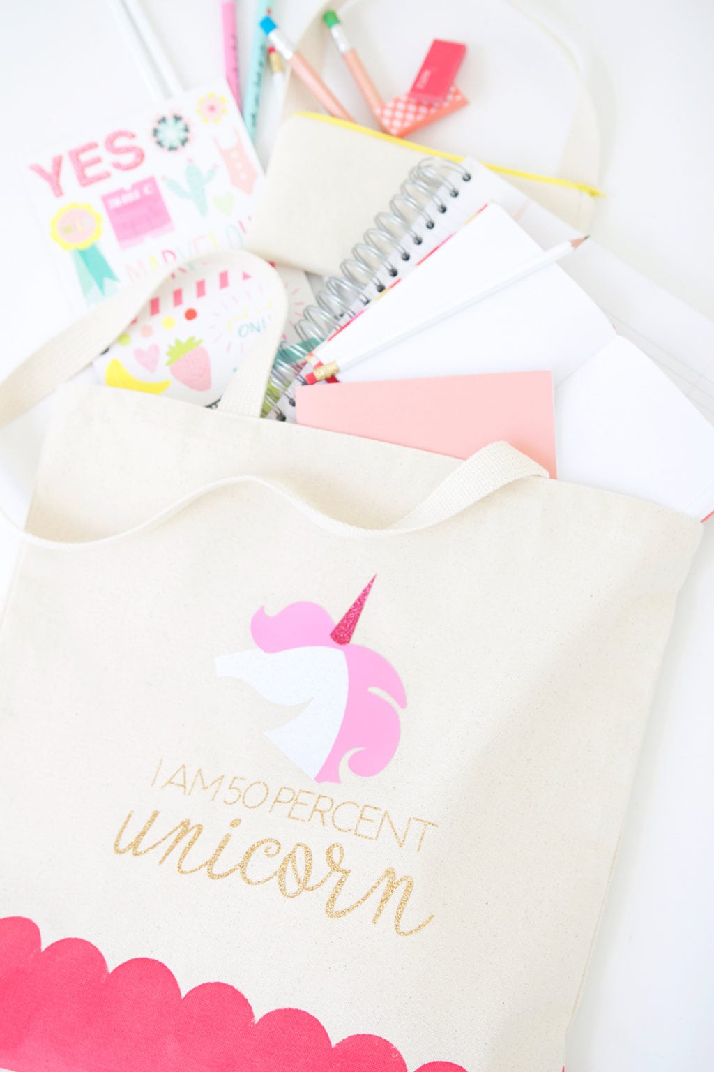 Unicorn Tote Bag Damask Love