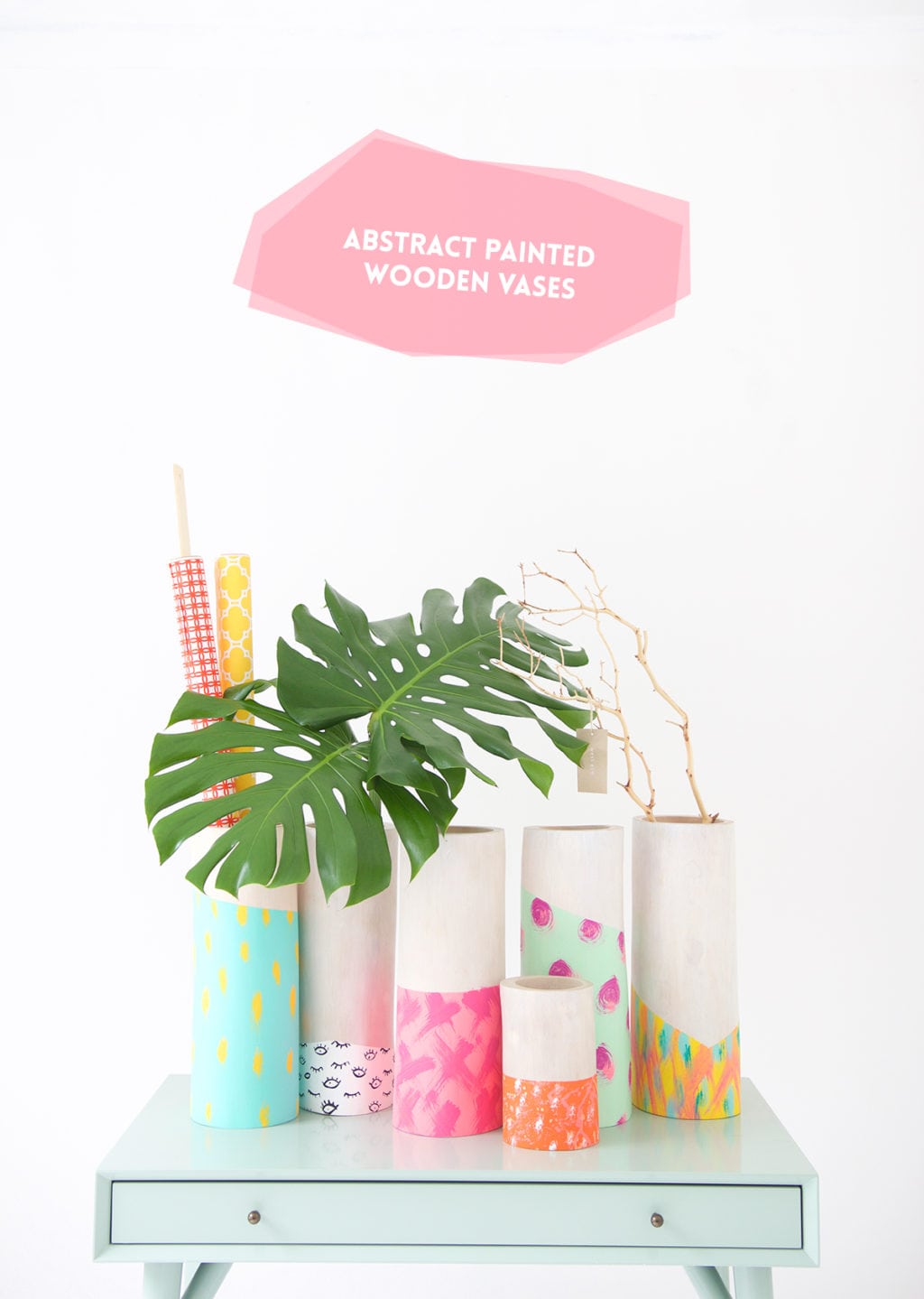 West Elm DIY Painted Wooden Vases Damask Love