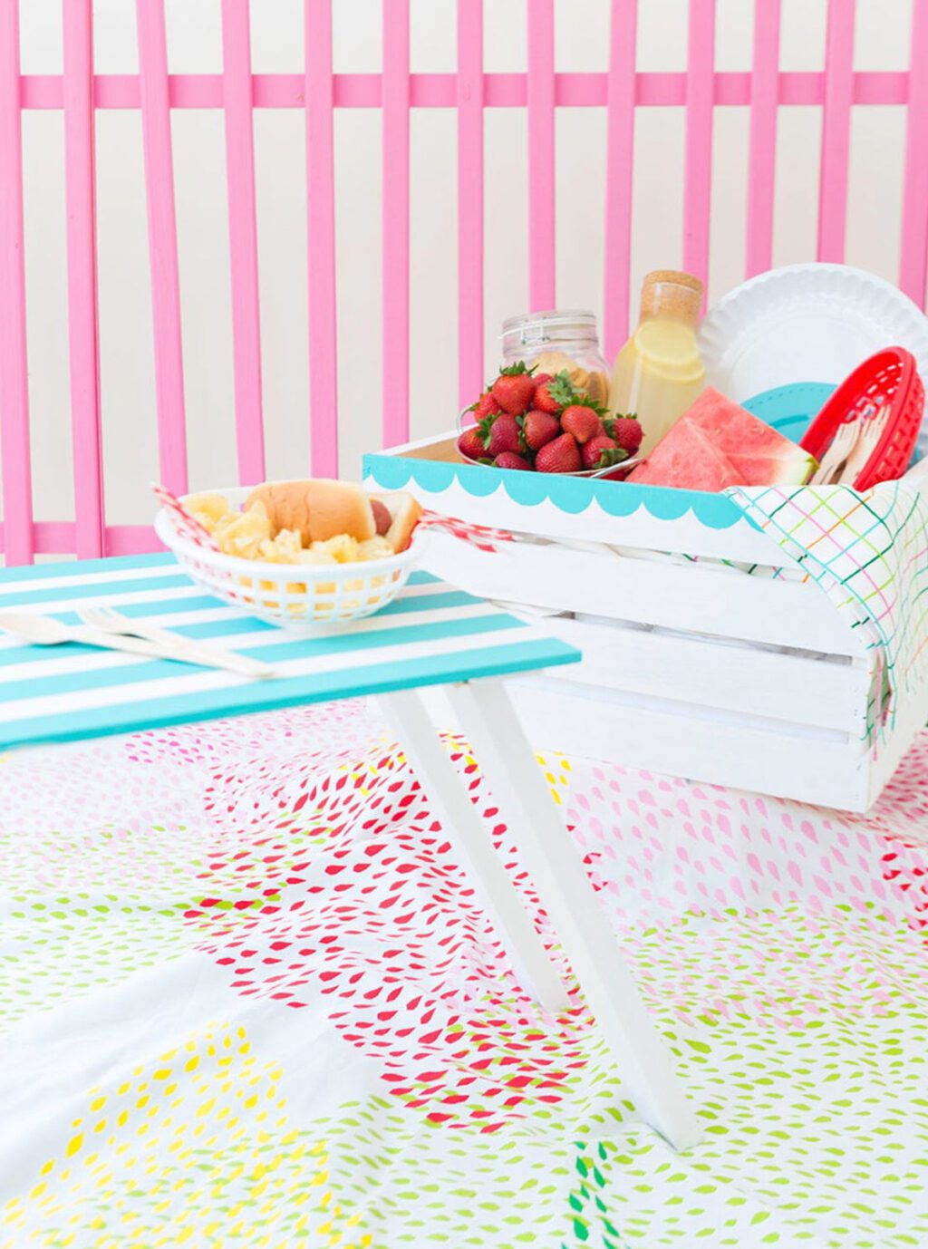 DIY Wooden Crate Picnic Basket Damask Love