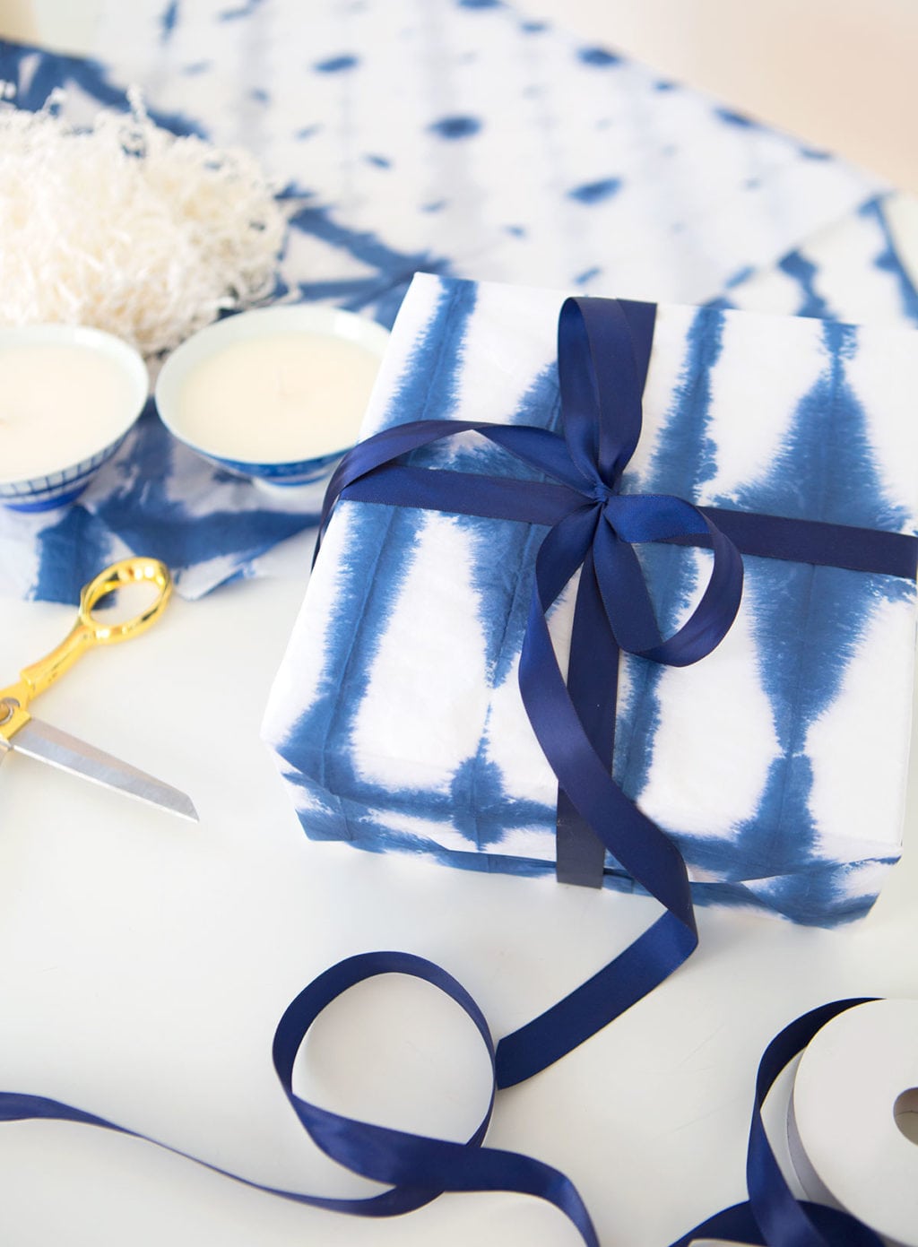 DIY Shibori Tie Dye Wrapping Paper Damask Love