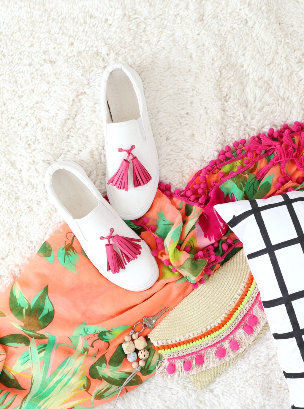DIY Tassel Sneakers with CropADile Big Bite Damask Love