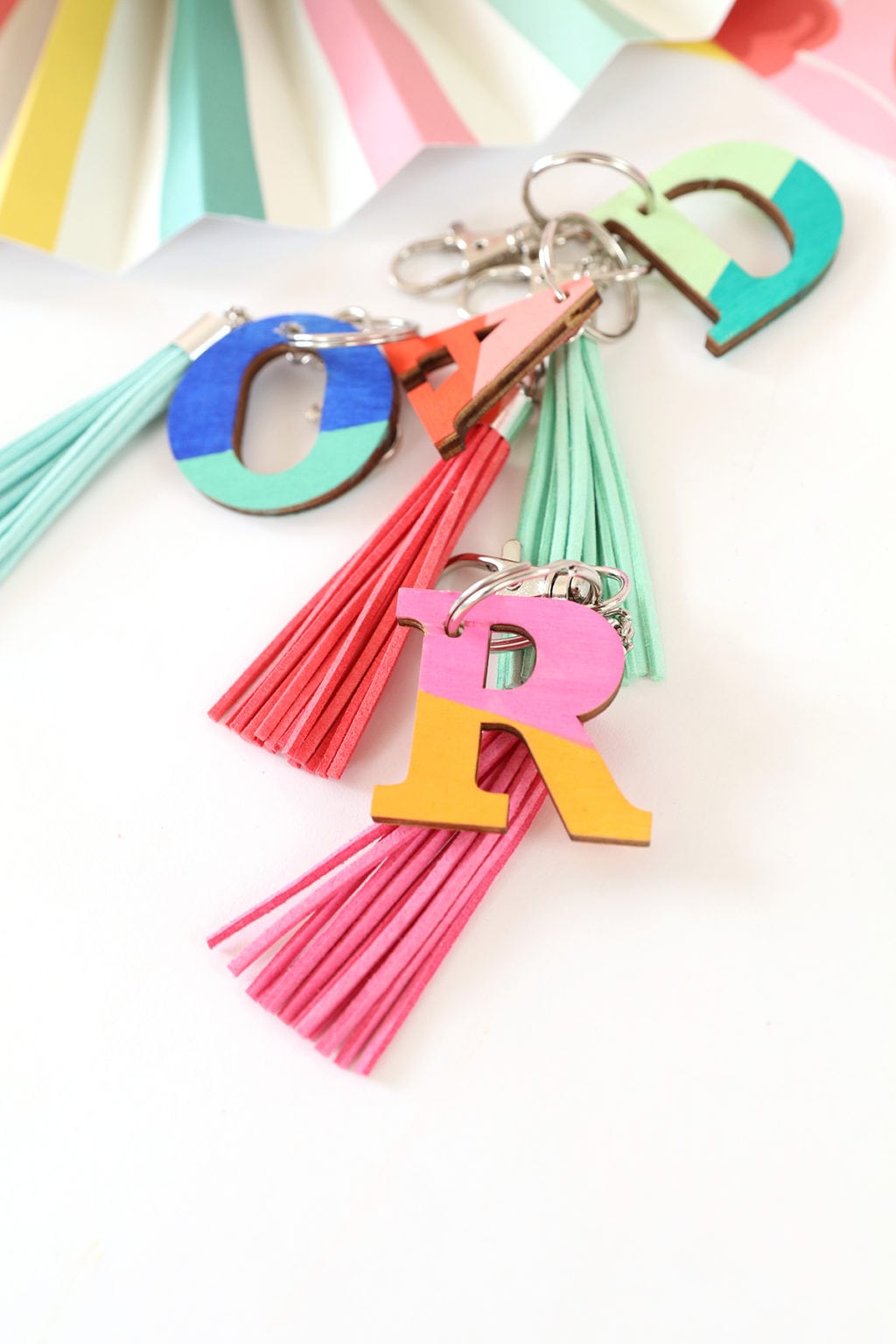 DIY Wood Monogram Keychains Damask Love