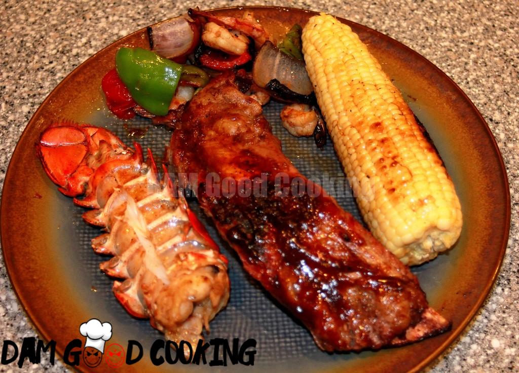 Grilled Beef Ribs, Lobster Tails & Shrimp Kabobs DAM Good Cooking