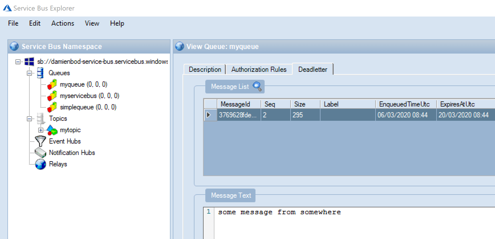 Using Azure Service Bus with restricted access Software Engineering