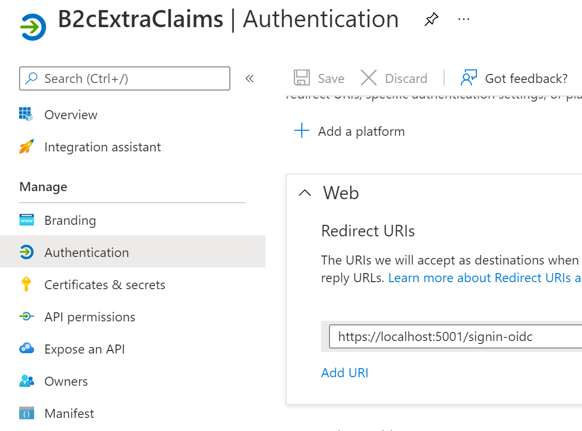 Add extra claims to an Azure B2C user flow using API connectors and ASP