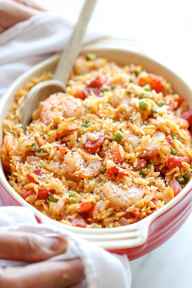 One Pot Lemon Orzo Shrimp Damn Delicious