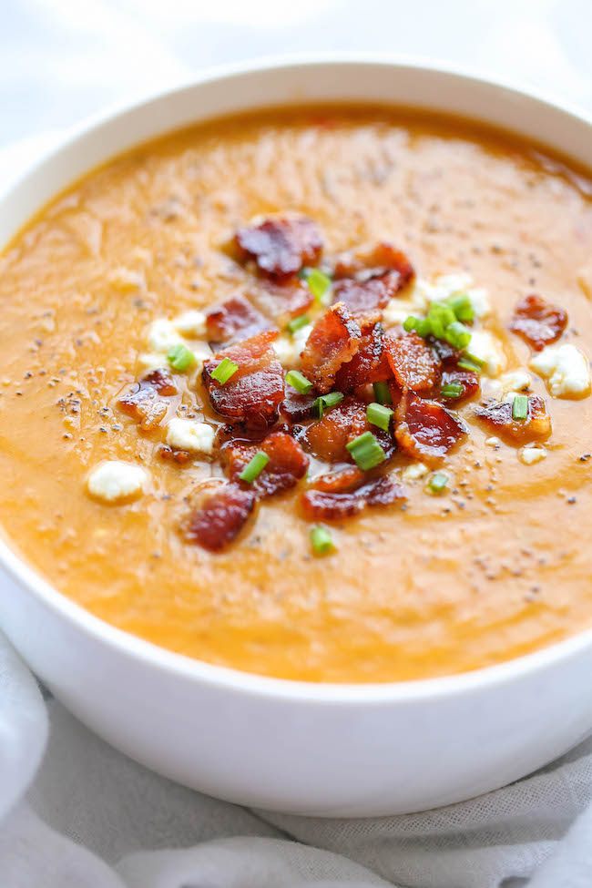 Roasted Butternut Squash and Bacon Soup by Damn Delicious FoodBlogs