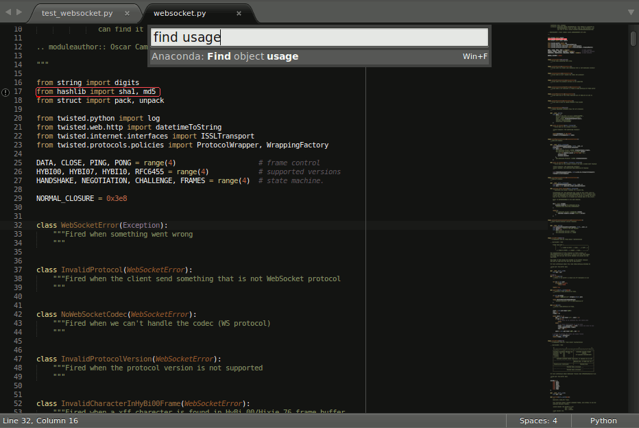 Anaconda, the Python IDE for Sublime Text 3