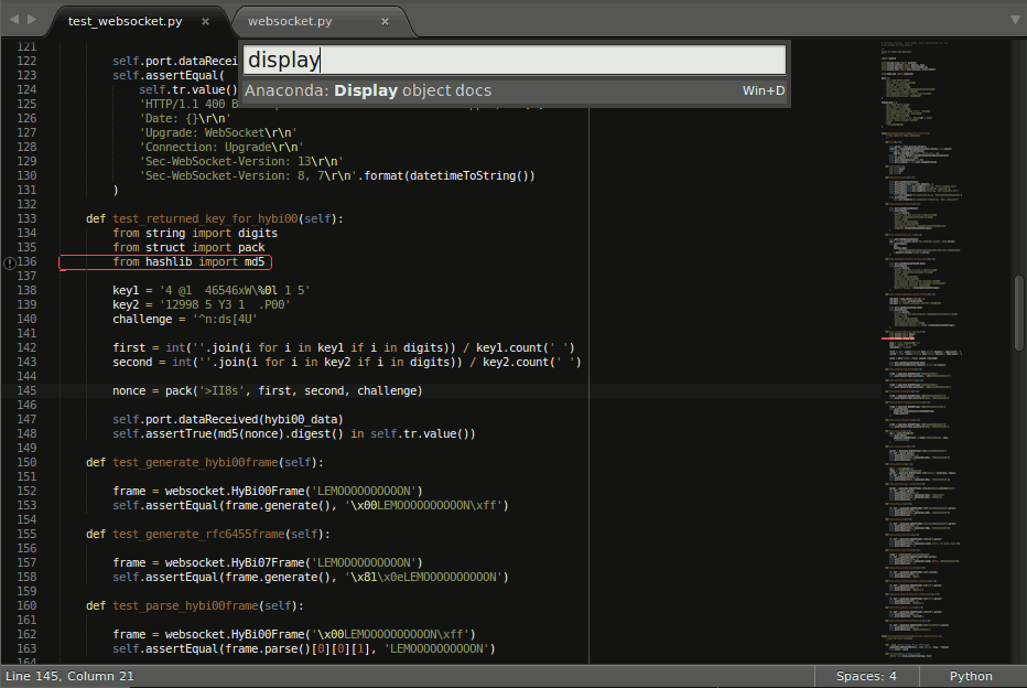 Anaconda, the Python IDE for Sublime Text 3