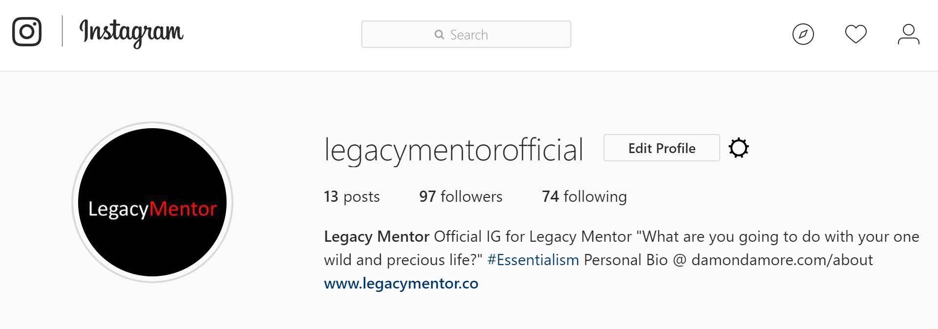 Legacy Mentor Instagram Launch Damon D'Amore