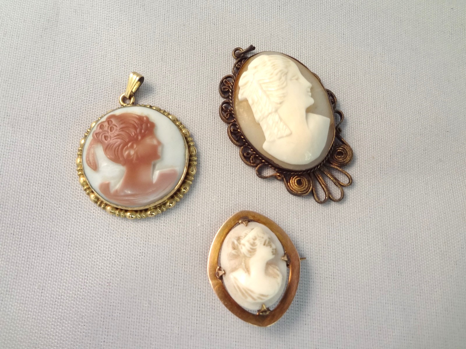 Lot Detail (3) Victorian Carved Cameos 10k and Gold Filled