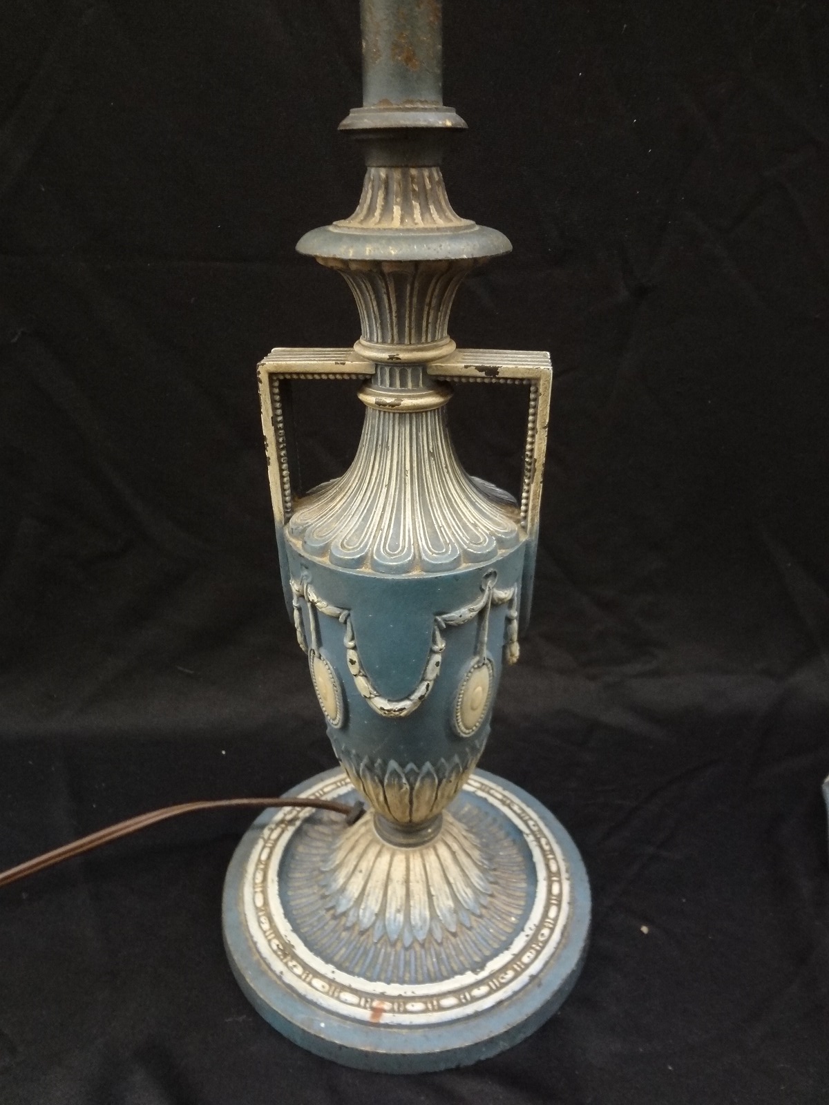 Lot Detail Corinthian Style Cast Iron Slag Glass Table Lamp
