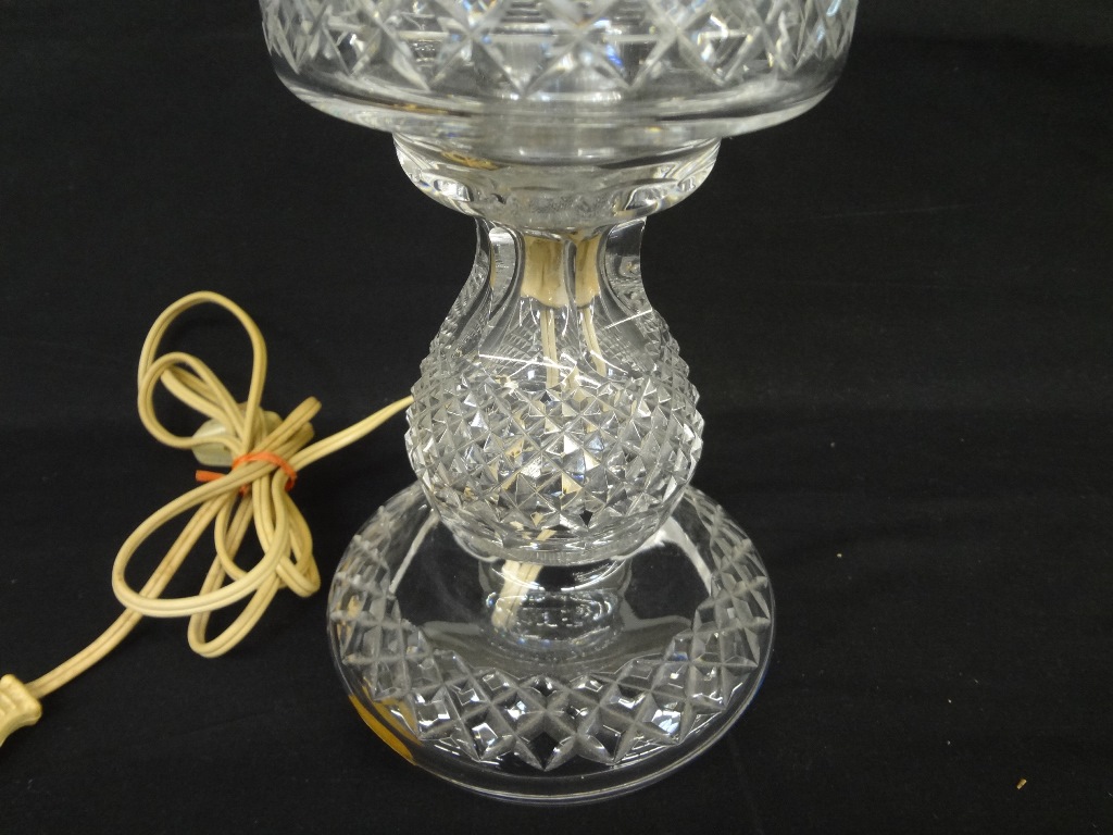 Lot Detail Waterford Crystal Large 14" Inch Inishmaan Alana Hurricane Electric Table Lamp