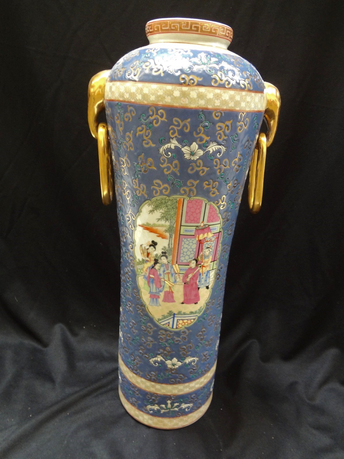 Lot Detail Large Asian Floor Vase Elephant Handle with Floating Gold