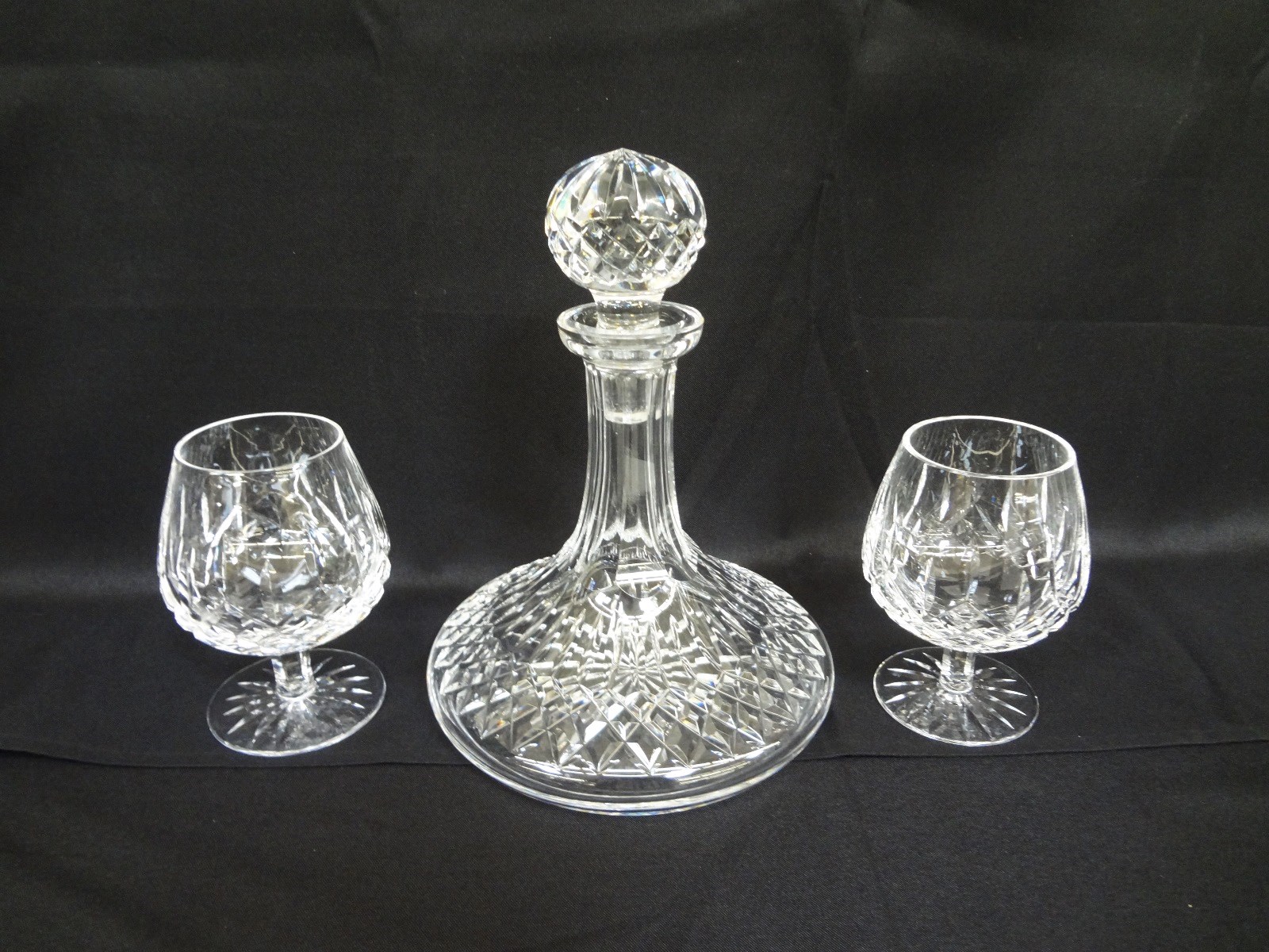Lot Detail Waterford Crystal "Lismore" Decanter and Two Brandy Glasses