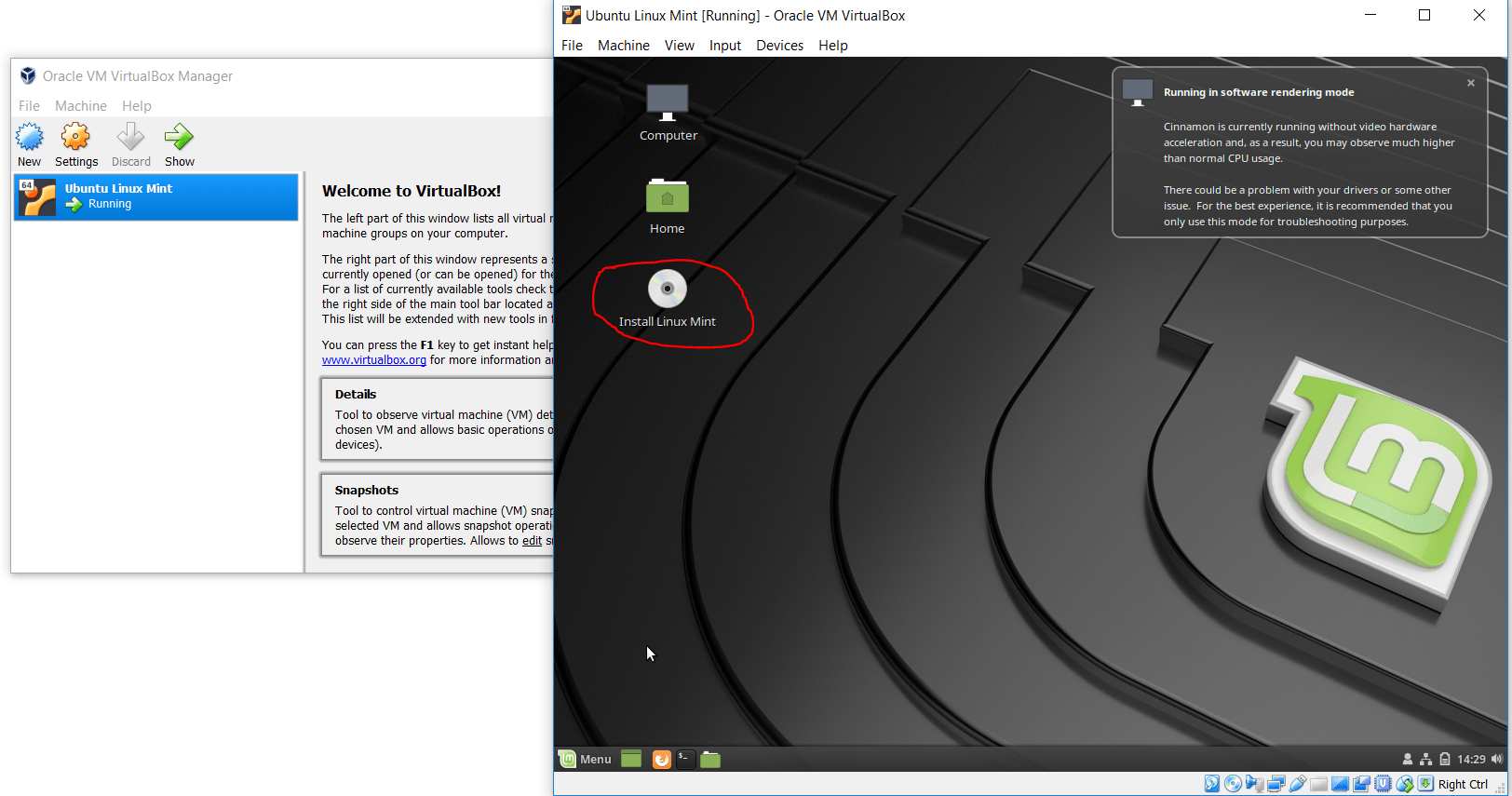 Cara install Linux Mint di VirtualBox