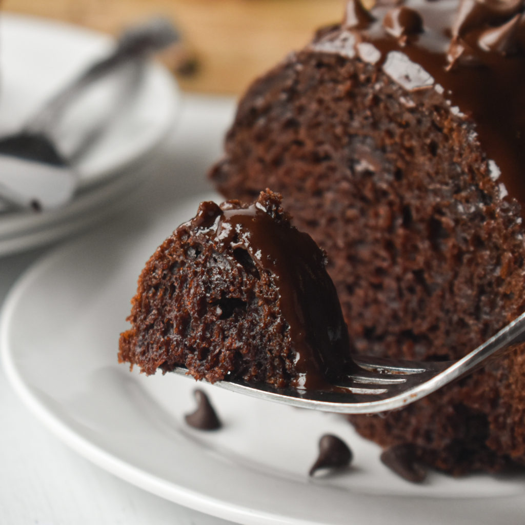 Bite of Moist Chocolate Bundt Cake