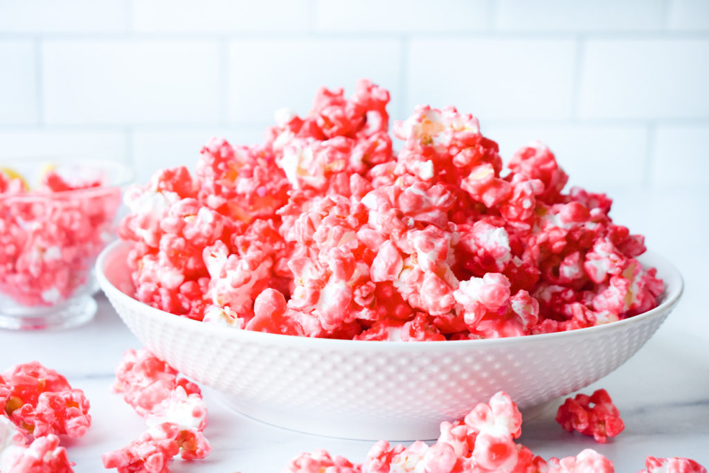 White bowl with Cinnamon Popcorn