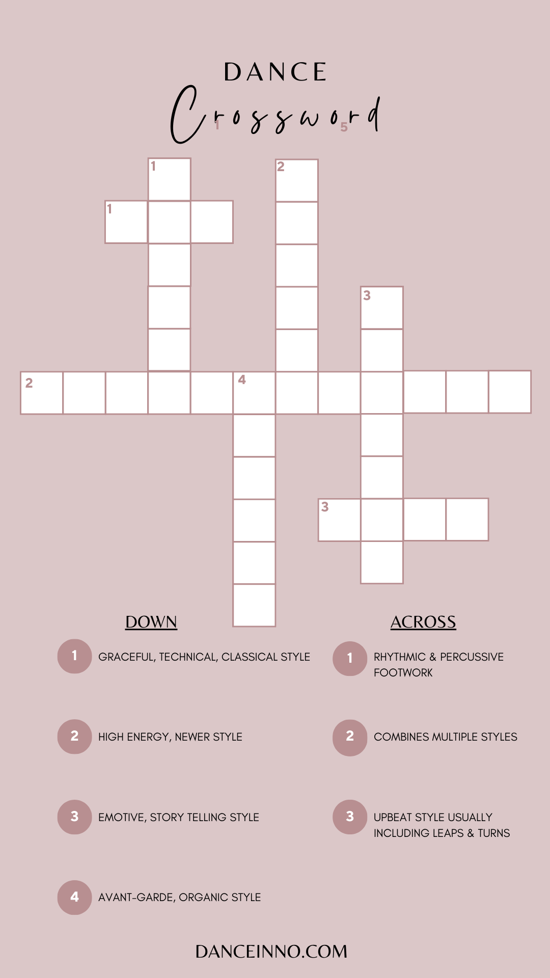 Dance Crossword Dance Innovation
