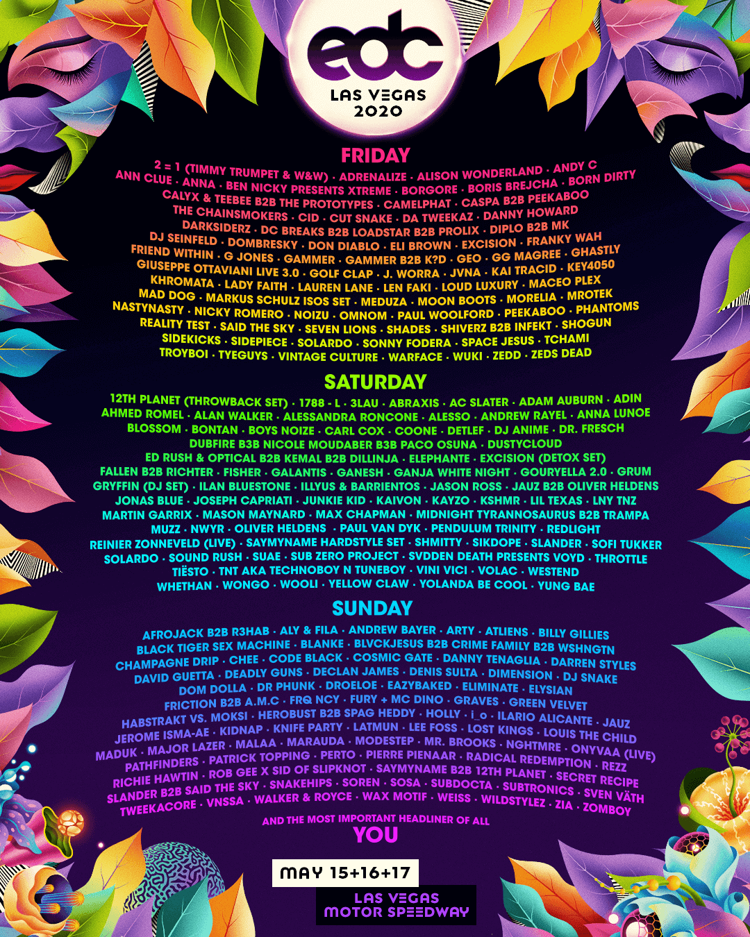 EDC Vegas 2020 unveils massive lineup celebrating 10th year at the Speedway